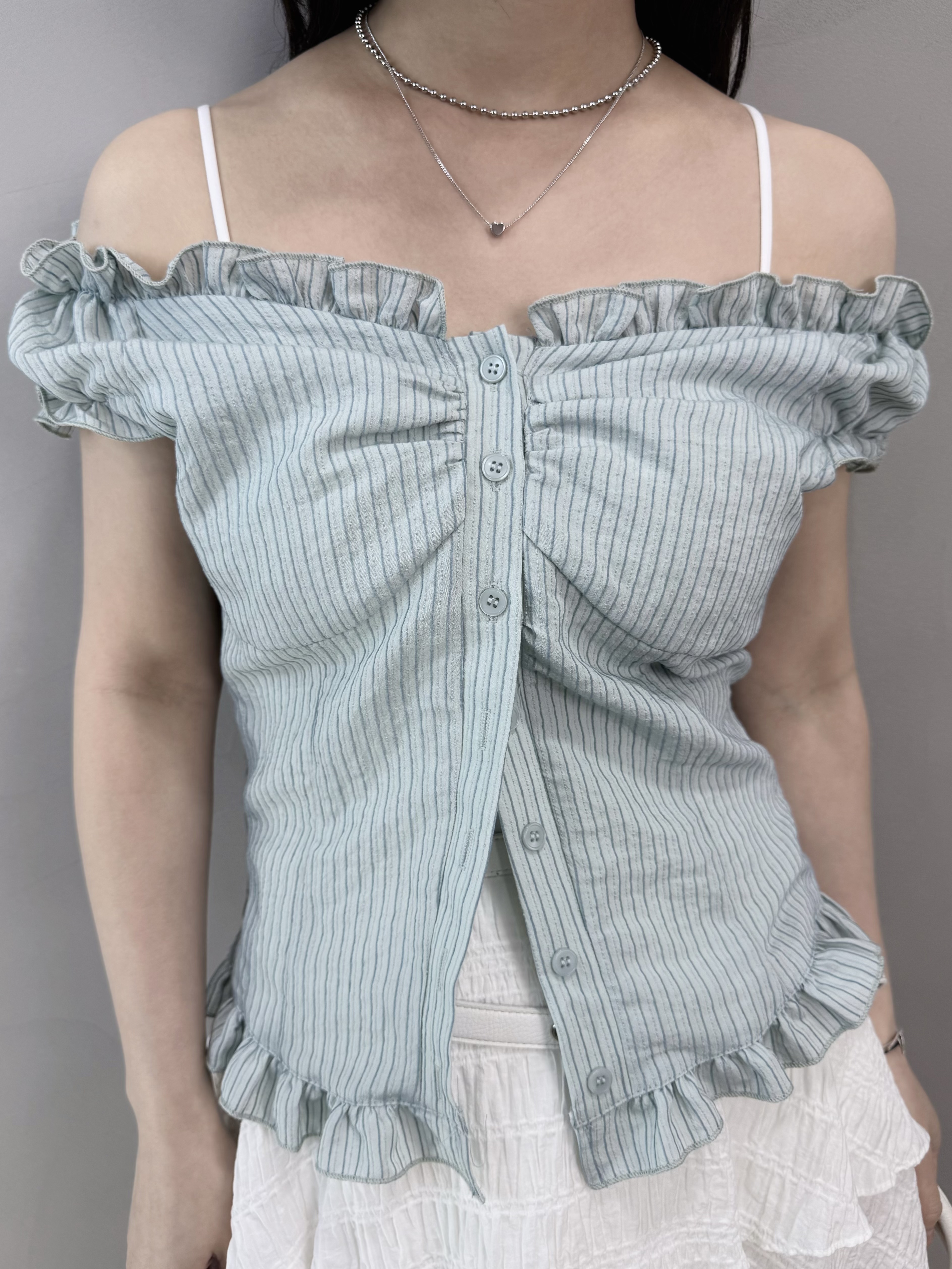 M82 兩著條子Ruffle Top