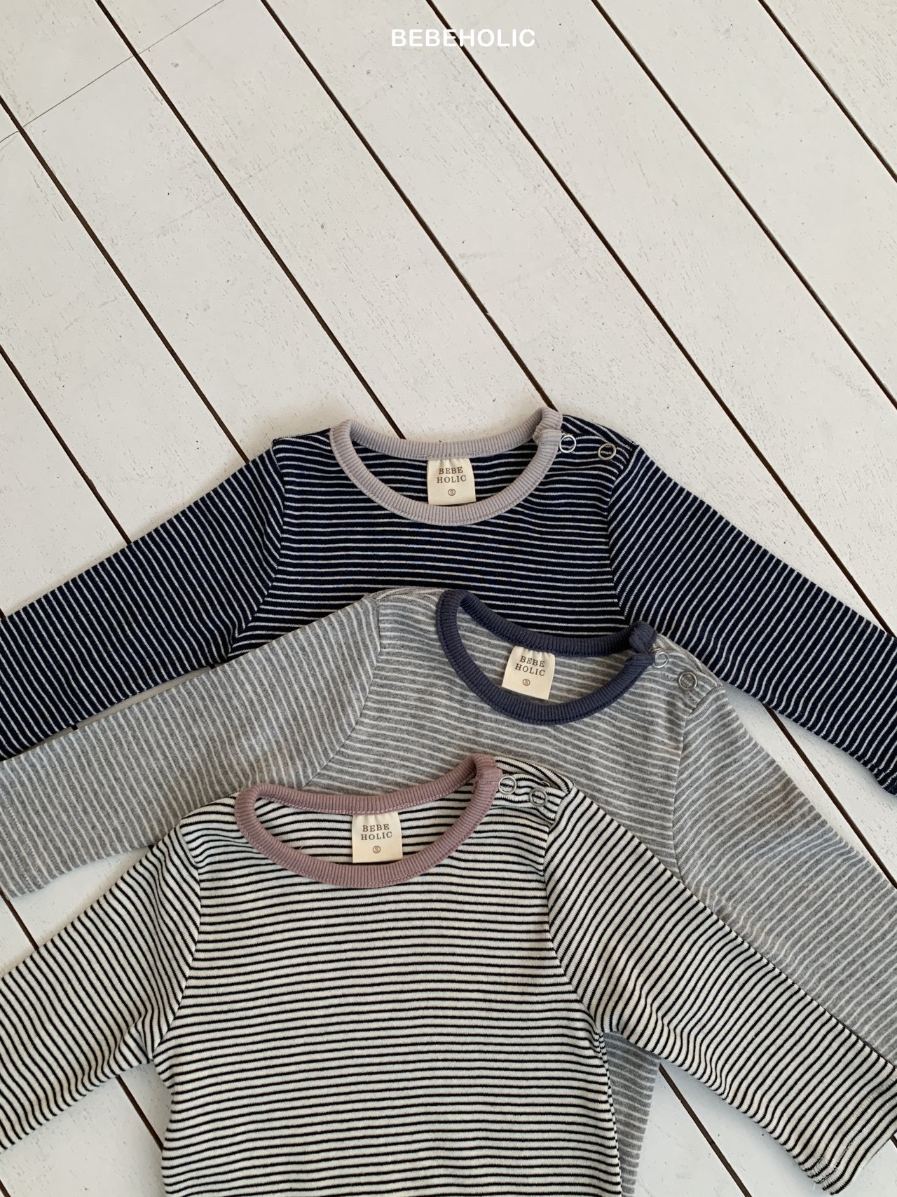 🌸預訂 韓國直送🌸🇰🇷BEBEHOLIC三色條紋打底長袖上衣