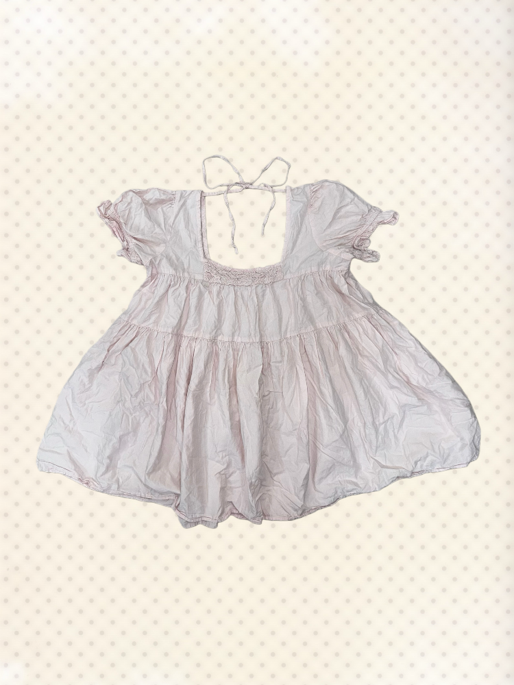 Pink Square Neck Babydoll Dress/Top