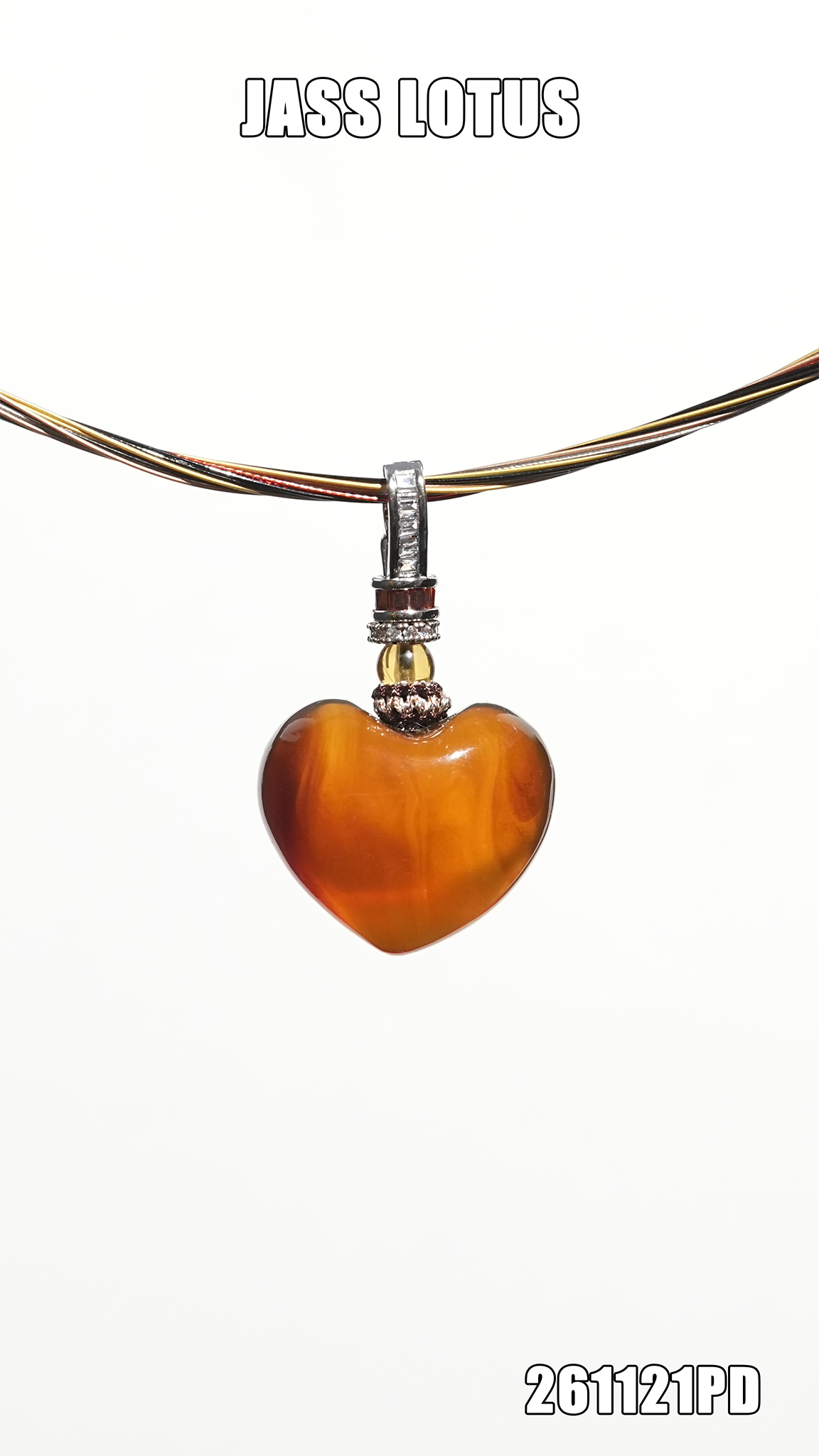 緬甸天然琥珀棕血珀心形吊墜