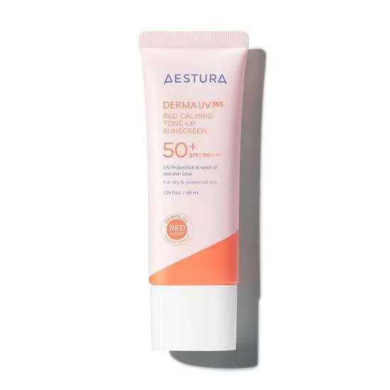 (限時贈品裝)[韓國AESTURA] Derma UV 365 Red Calming Tone-Up Sunscreen SPF50+ PA++++ 40ml送Barrier Hydro Mineral Sunscreen 20ml (預購商品）
