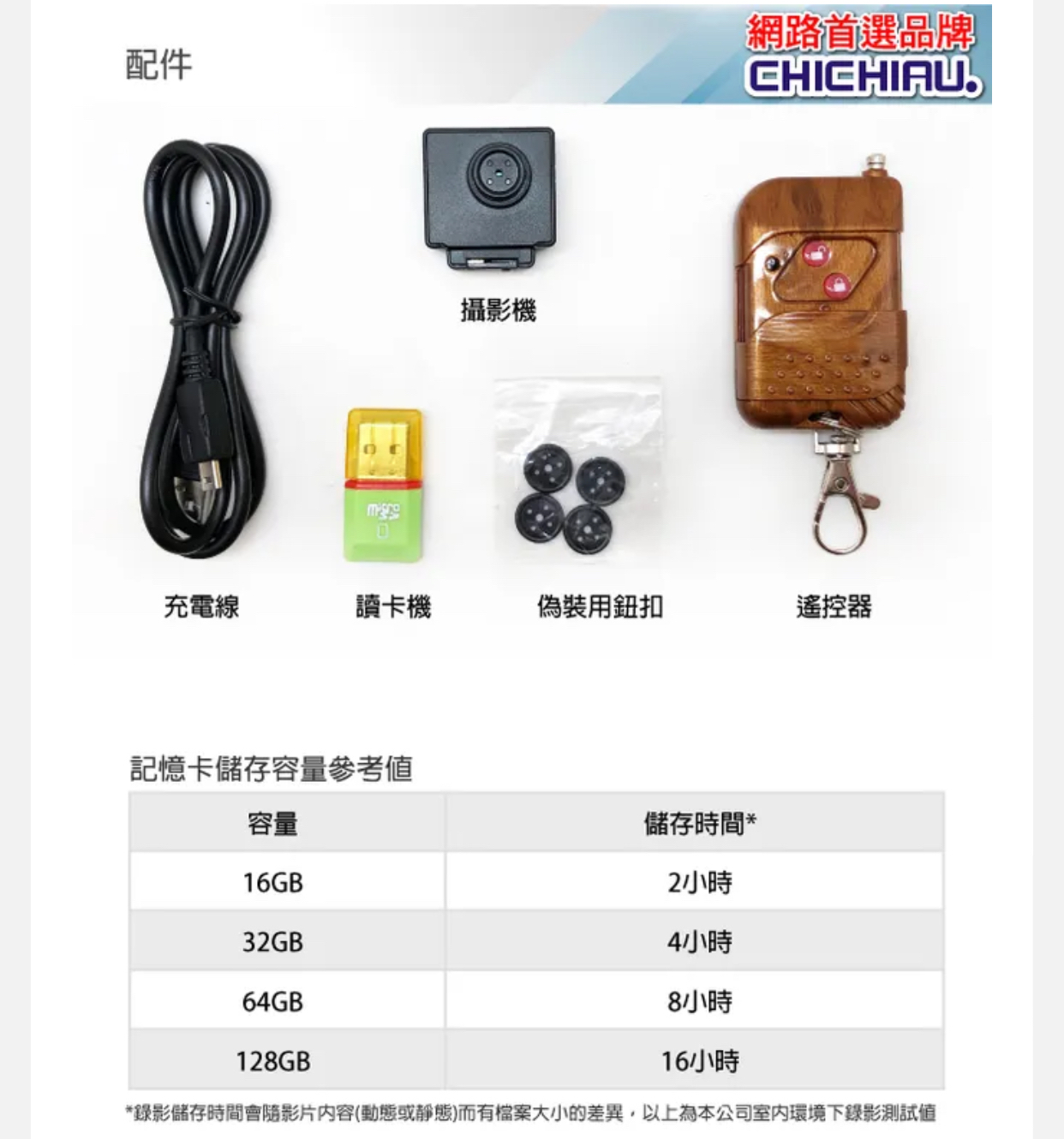 1080P 遙控鈕扣造型微型針孔攝影機