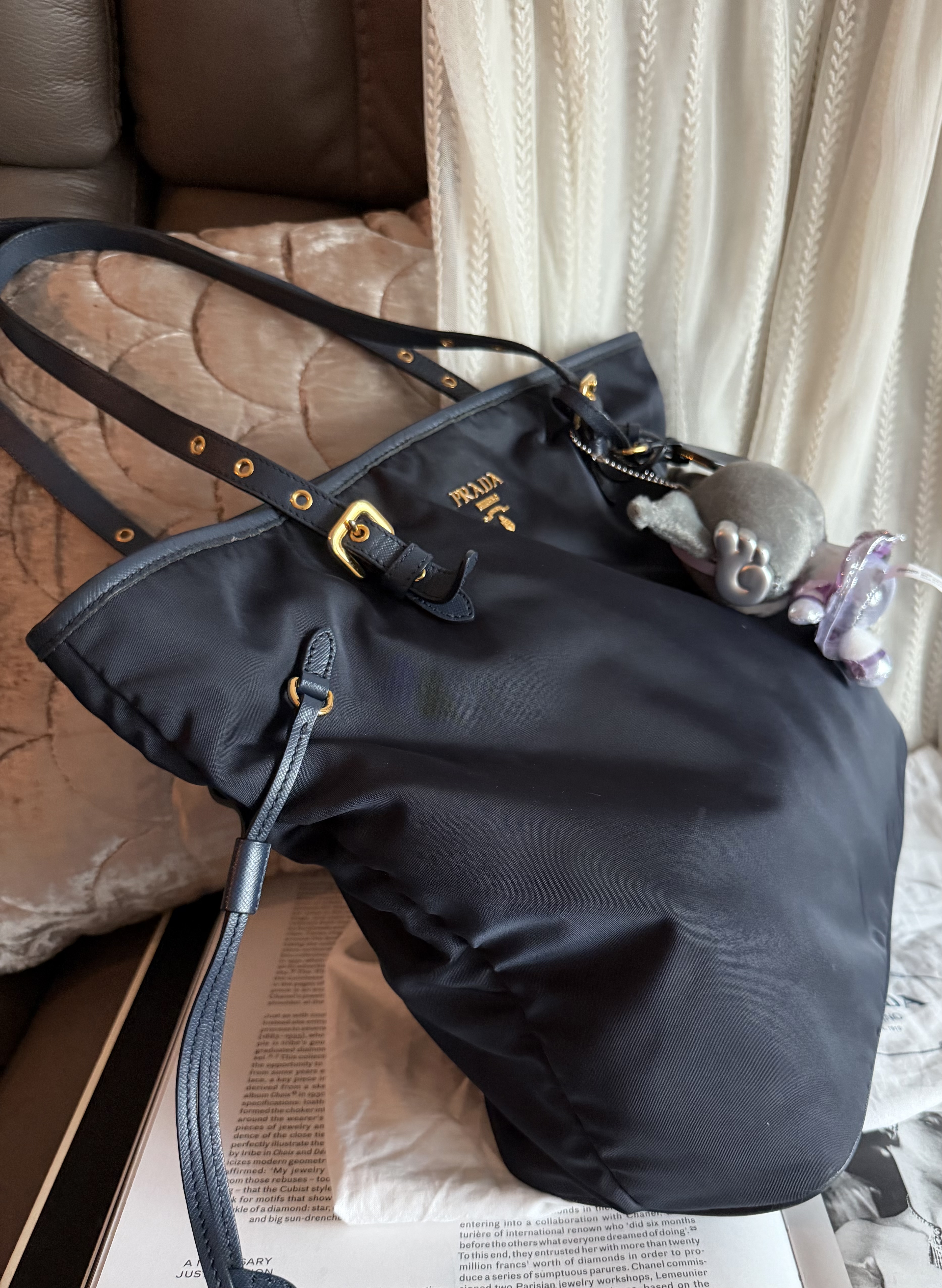 prada re nylon deep navy blue neverfull shoulder bag 