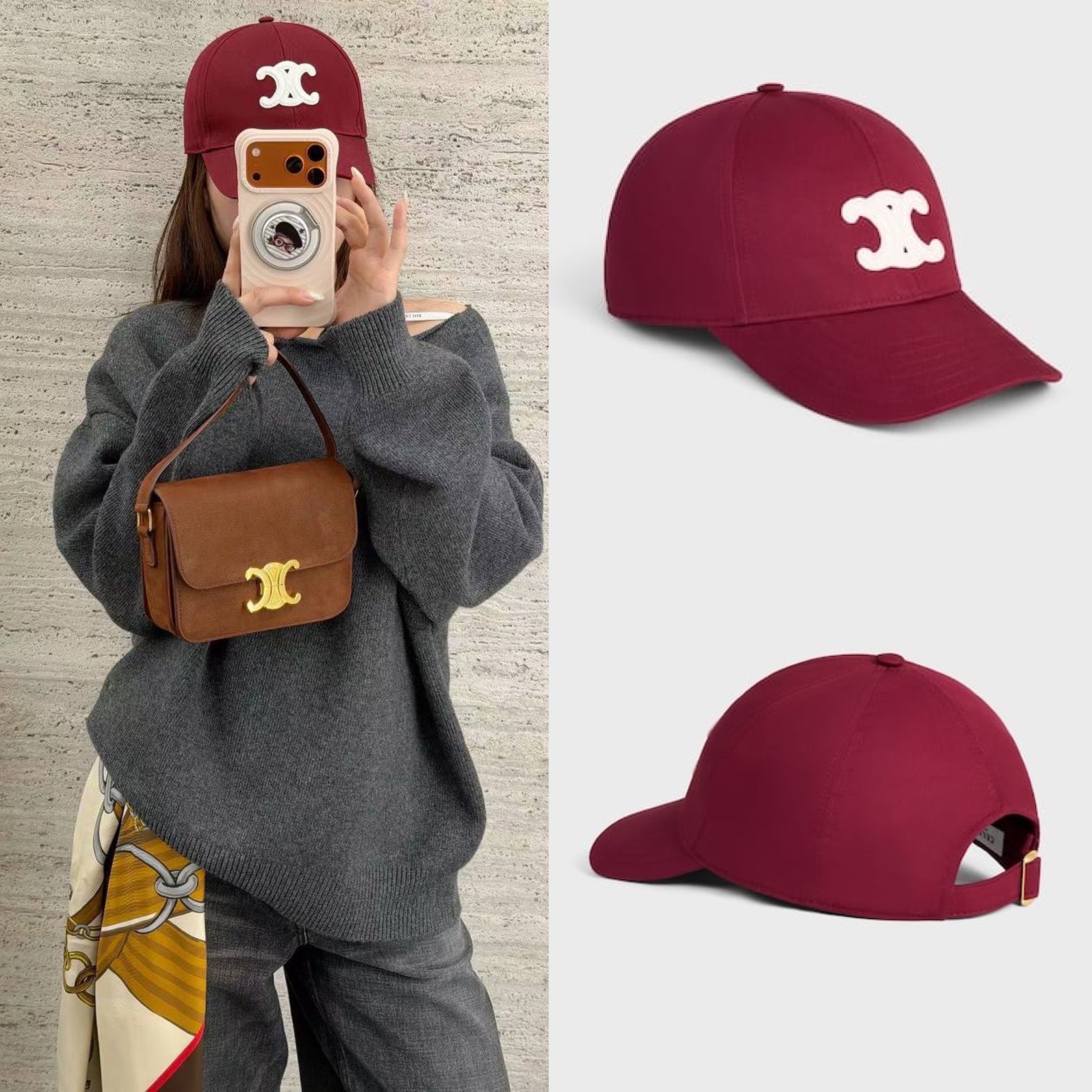 快閃優惠⚡️訂貨 📮Celine Triomphe cap  Size S 57cm / M 58cm   Color : GRAPE