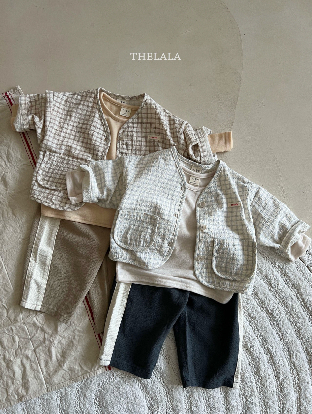 🌸預訂 韓國直送🌸🇰🇷THELALA兩色標籤格紋口袋開襟外套