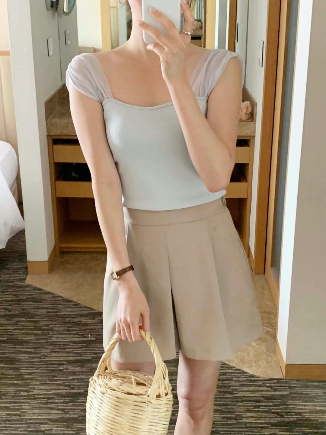 透紗撞色小背心