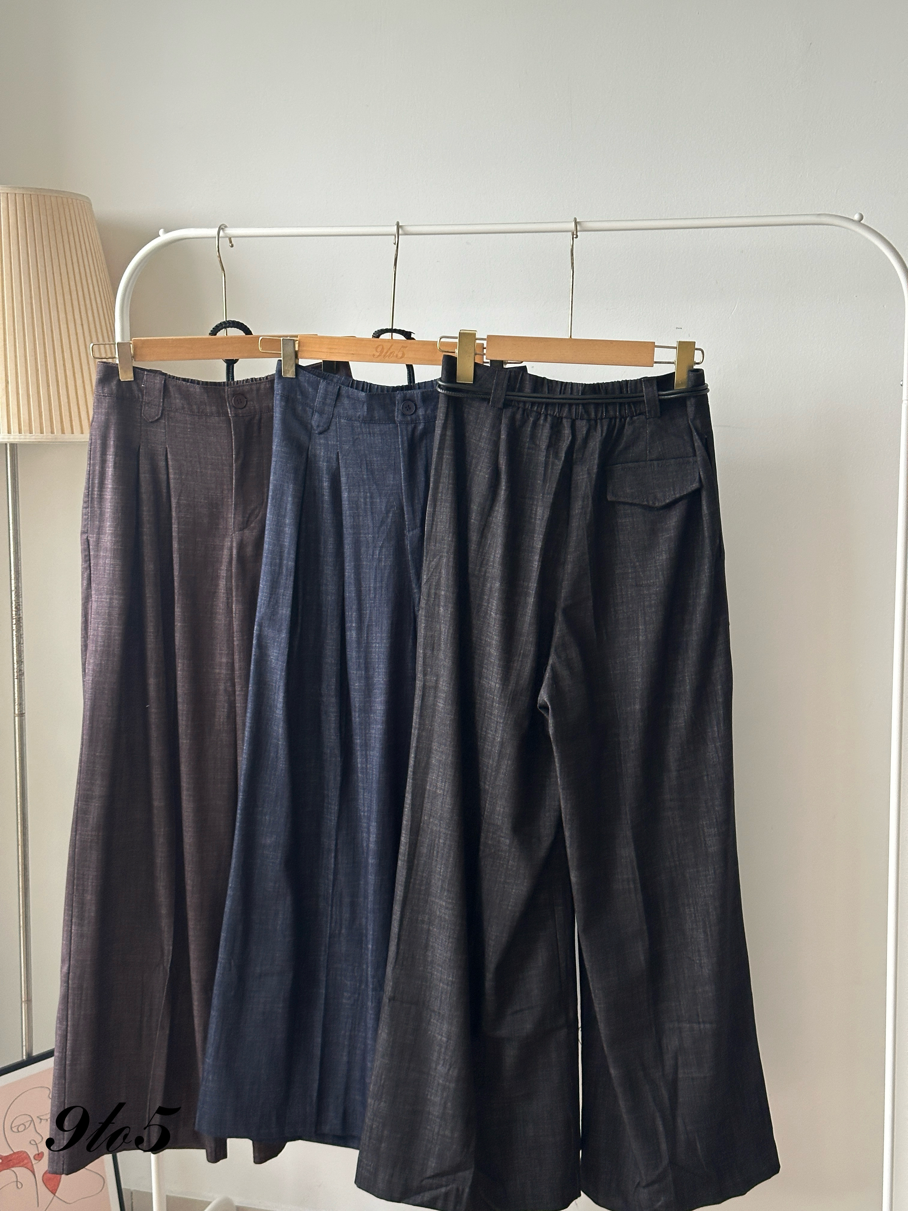 S1825 Wide Leg Long Pants - 3 Colors 