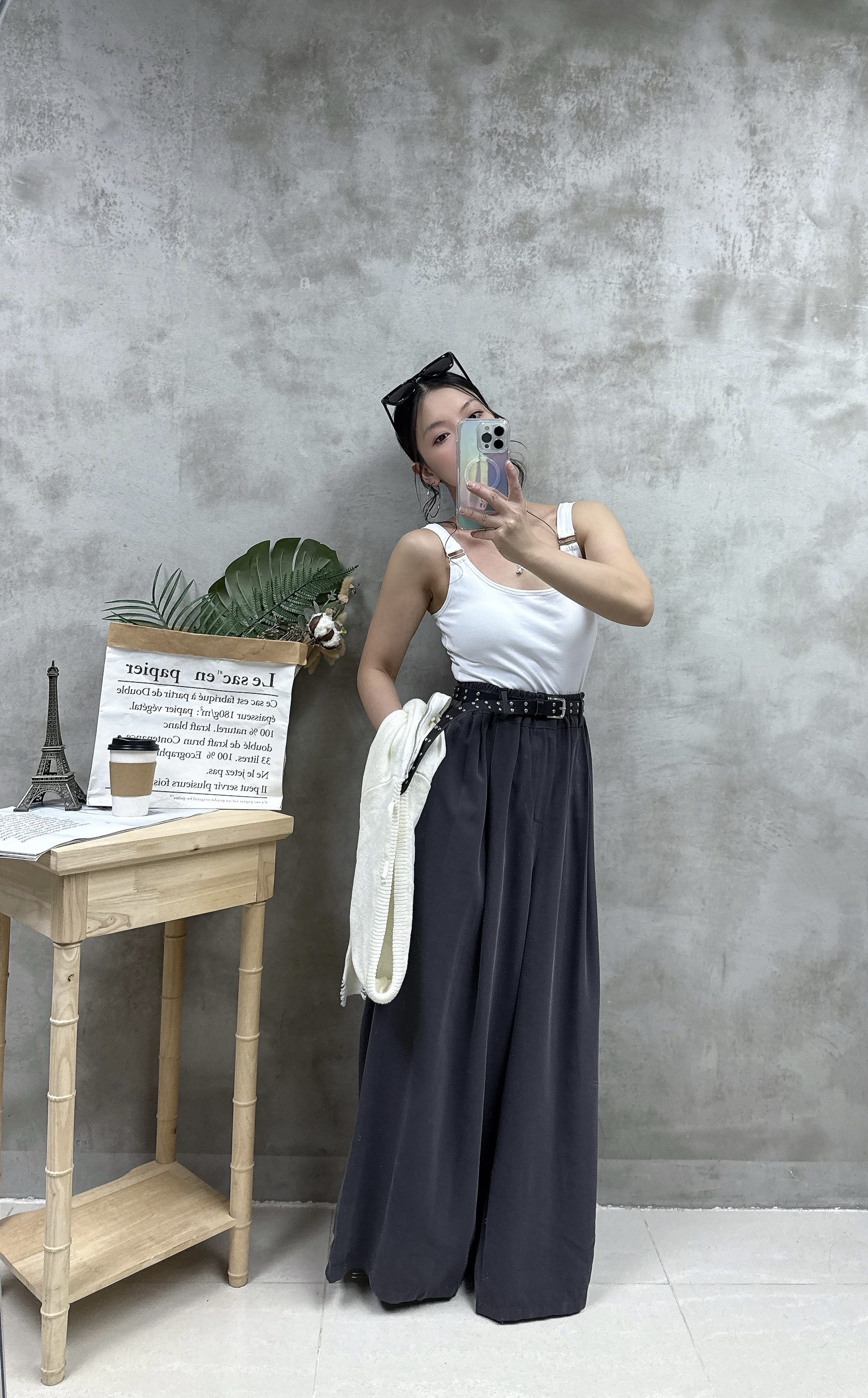 B06 銀扣方領長Bra top