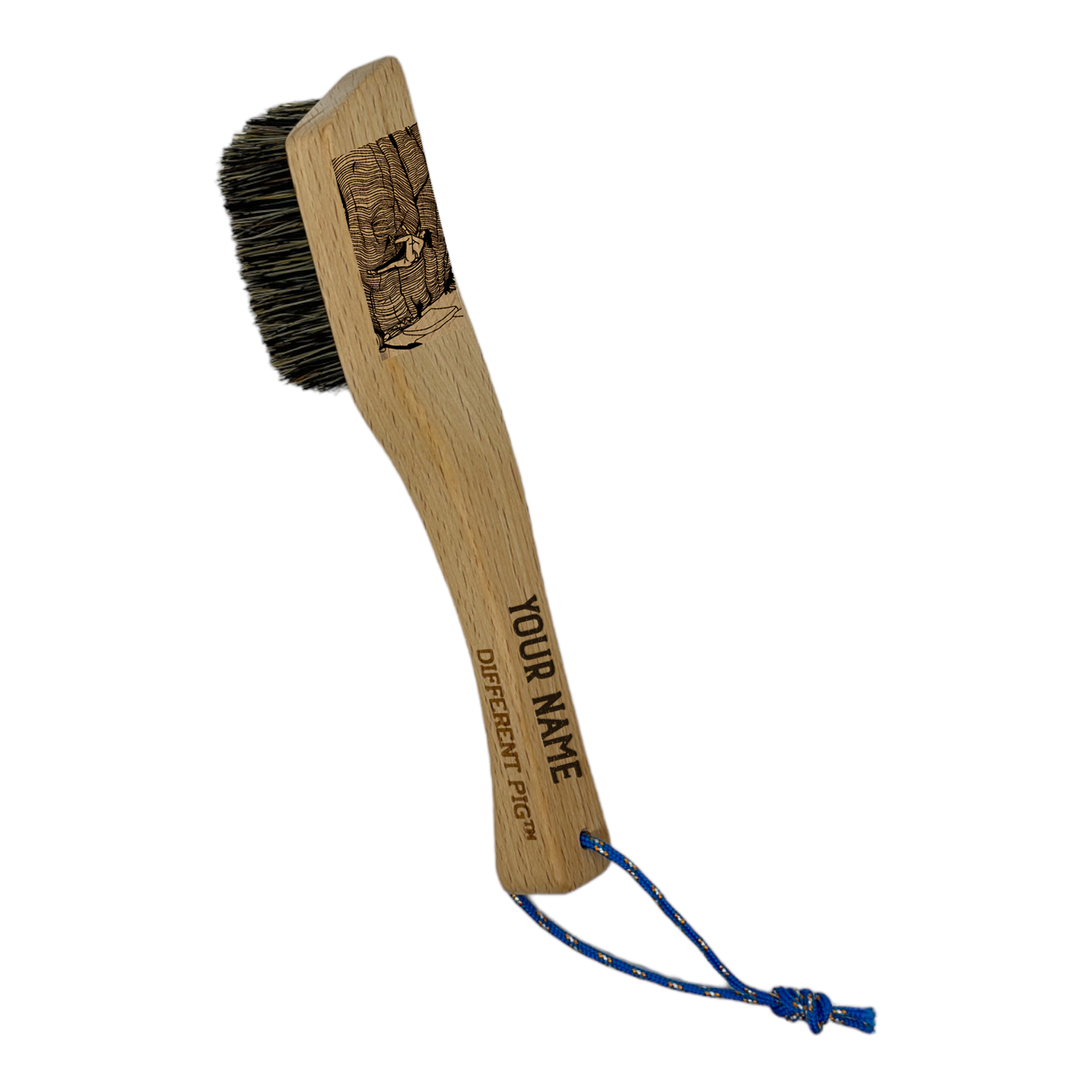 【來圖訂製】𝗗𝗜𝗙𝗙𝗘𝗥𝗘𝗡𝗧 𝗣𝗜𝗚™ OG brush with paracord fully customised by you 刻圖大豬攀岩掃