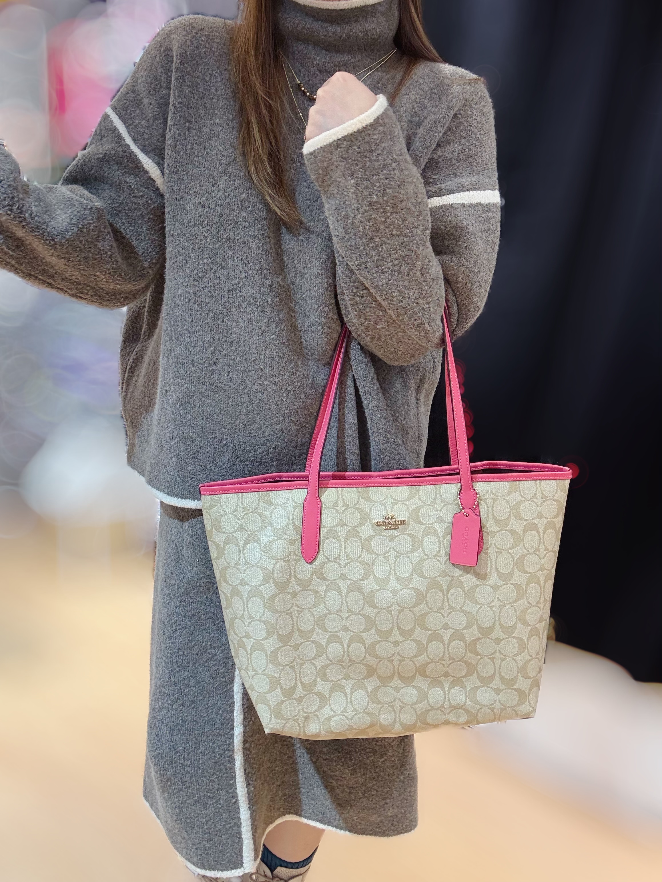 Coach City tote white/m/fuxia