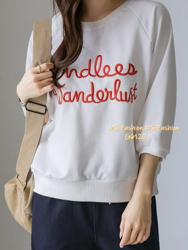 G6120 韓國🇰🇷刺繡潦草字母top