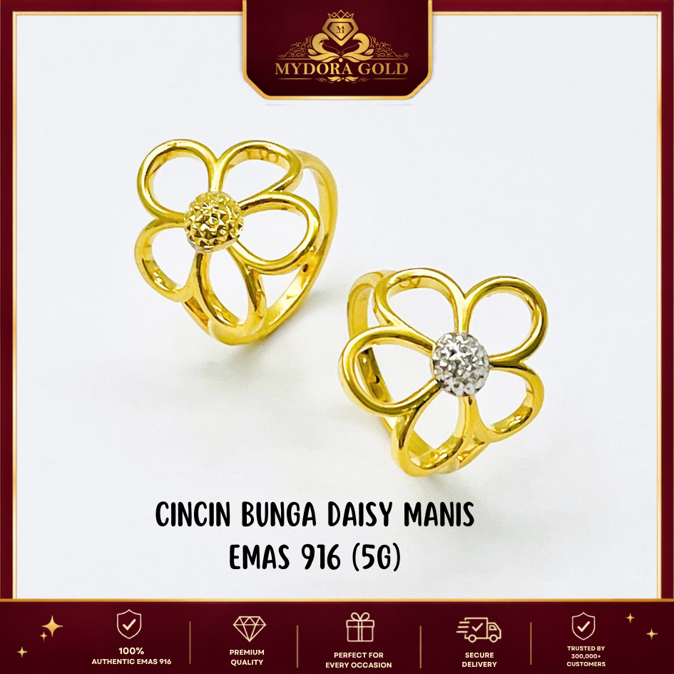 MYDORA Cincin Bunga Daisy Manis (5G) l EMAS 916/22K