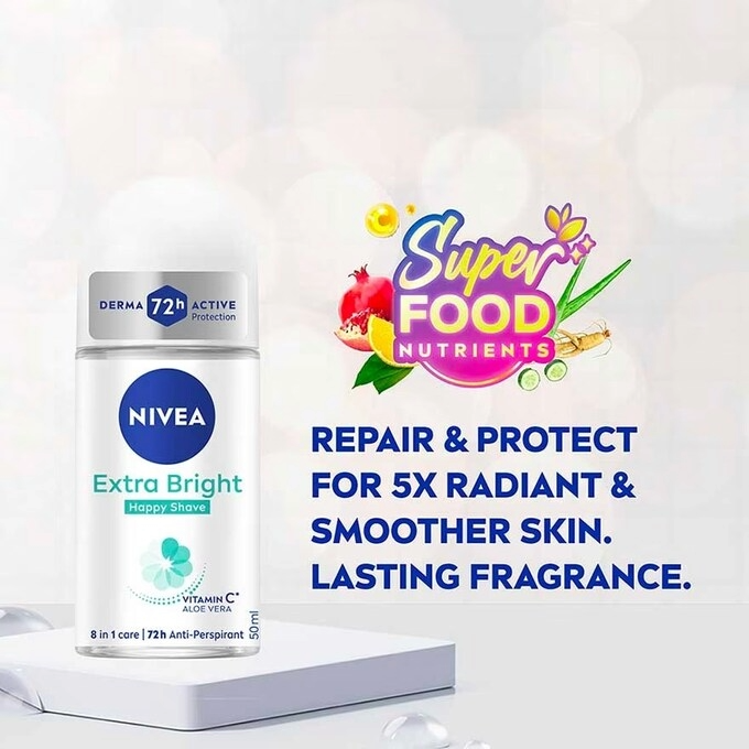NIVEA Deodorant Roll On 50ml Brightening Happy Shave