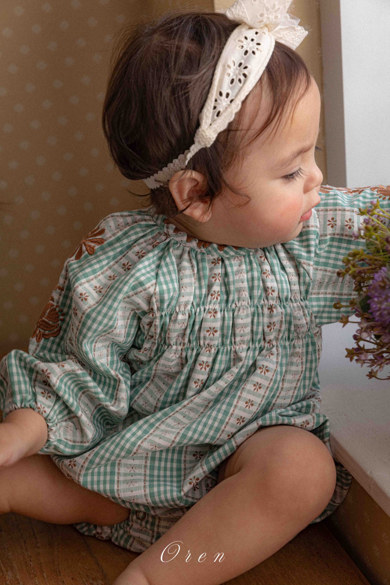 格仔刺繡花花 Jumpsuit / 連身裙