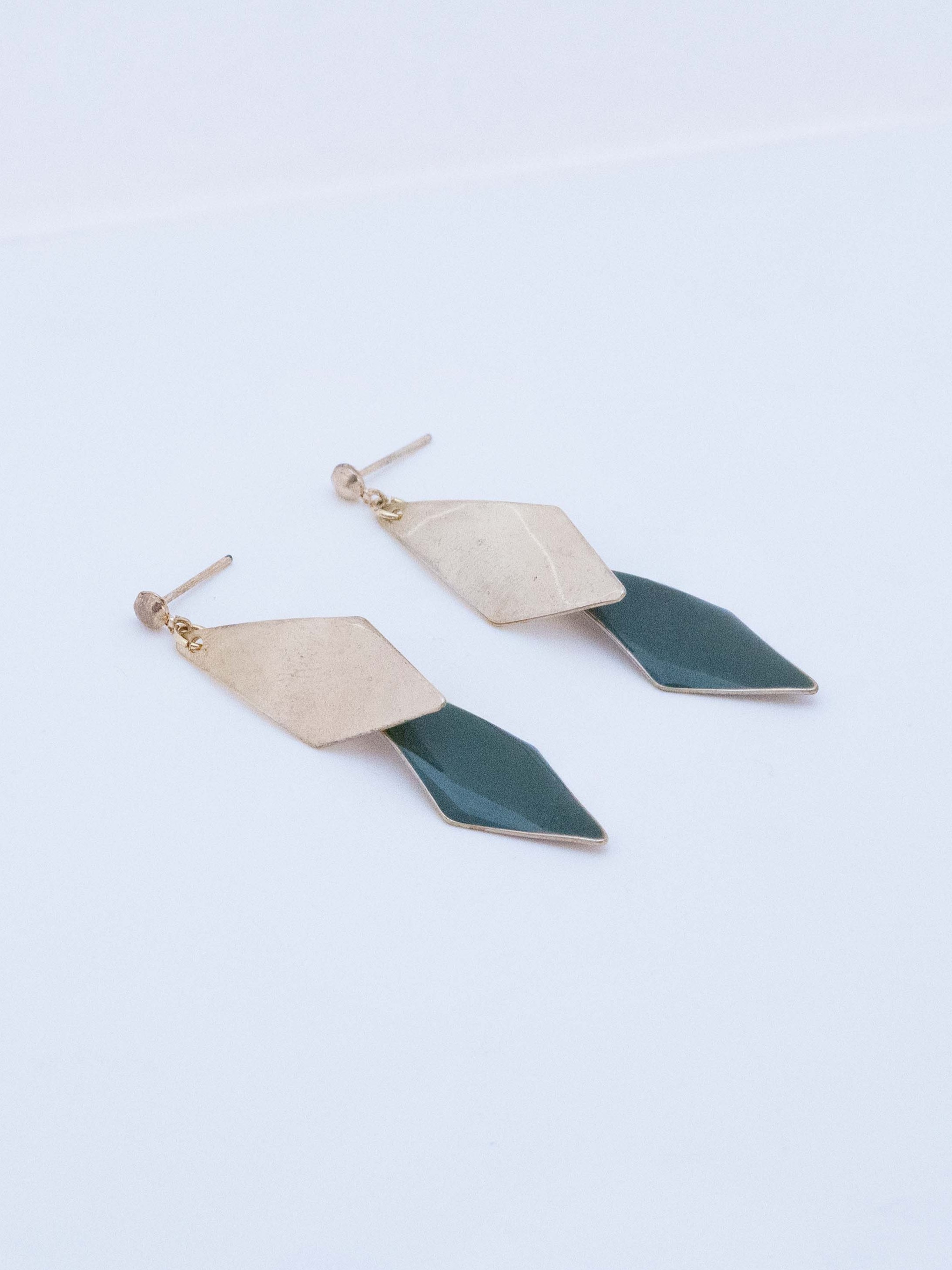 Modern Diamond Shape Drop Stud Earrings