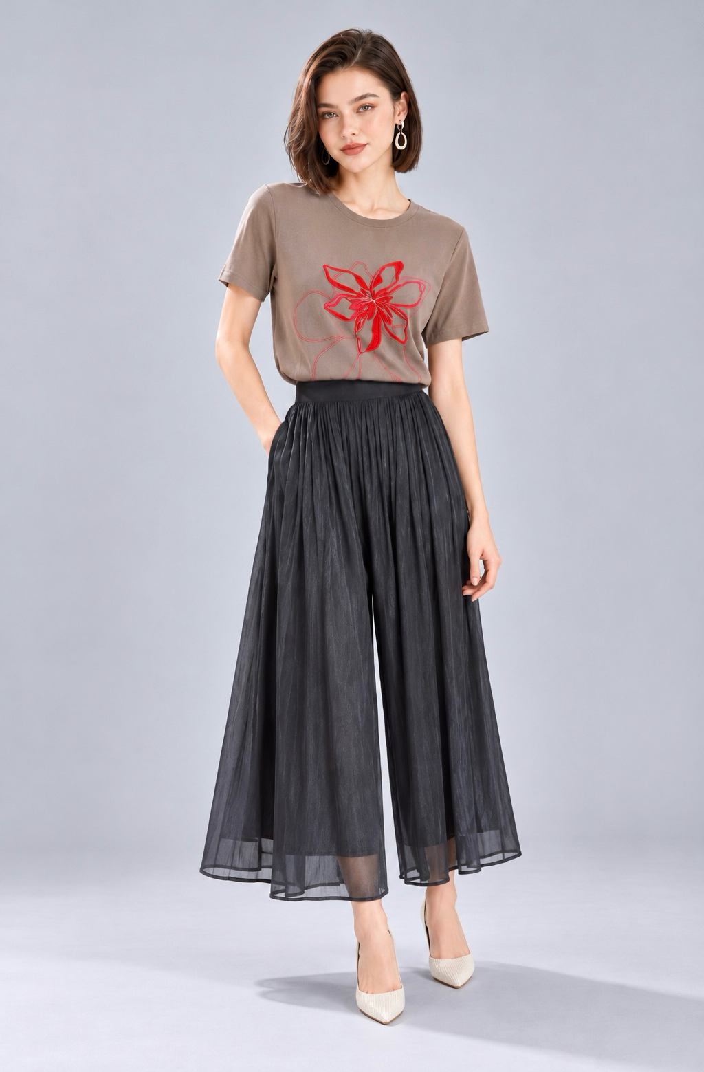 988 Celeste Pleated Wide-Leg Pants