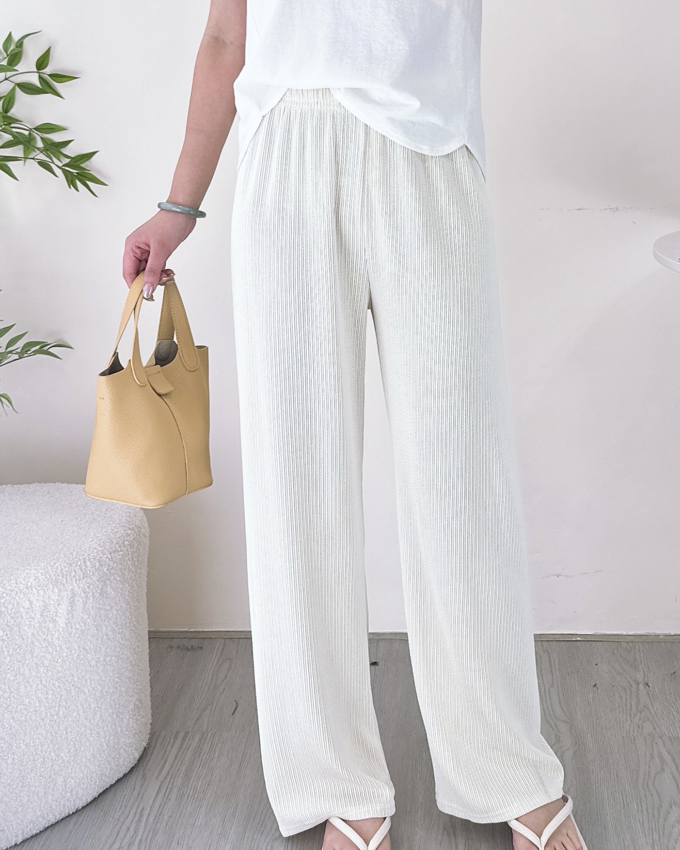 福利款彈性線棉休閒闊褲 5色