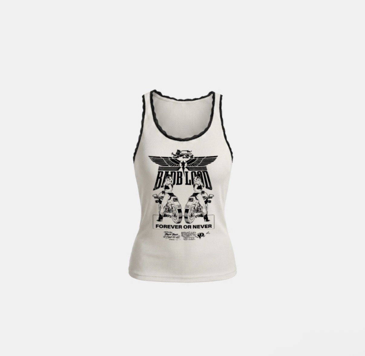 BADBLOOD新款[w-tnk26-044] Aero Squad Print Lace Tank - White