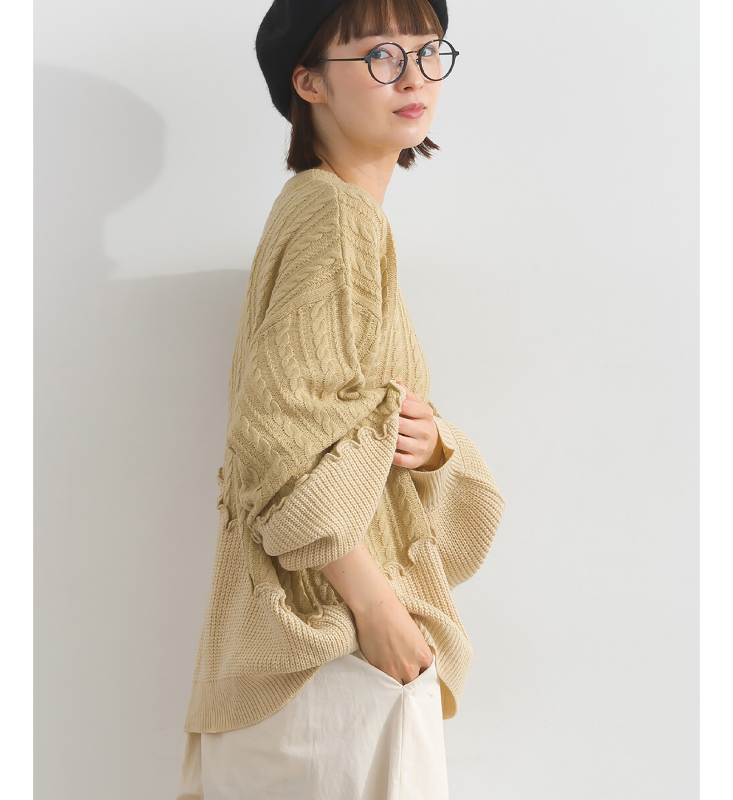 LP - 粗幼斜拼冷織毛衣 (淺藍色)