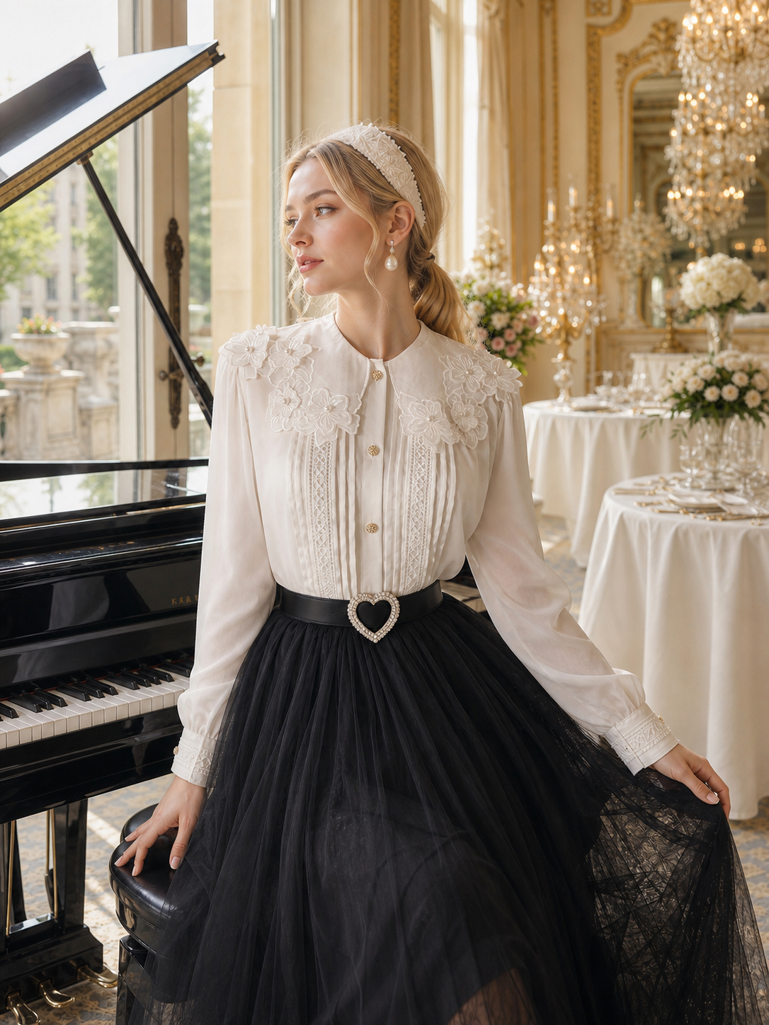 維多利亞立體花瓣柯根紗公主禮服 Victorian Ethereal Petal Organza Gown