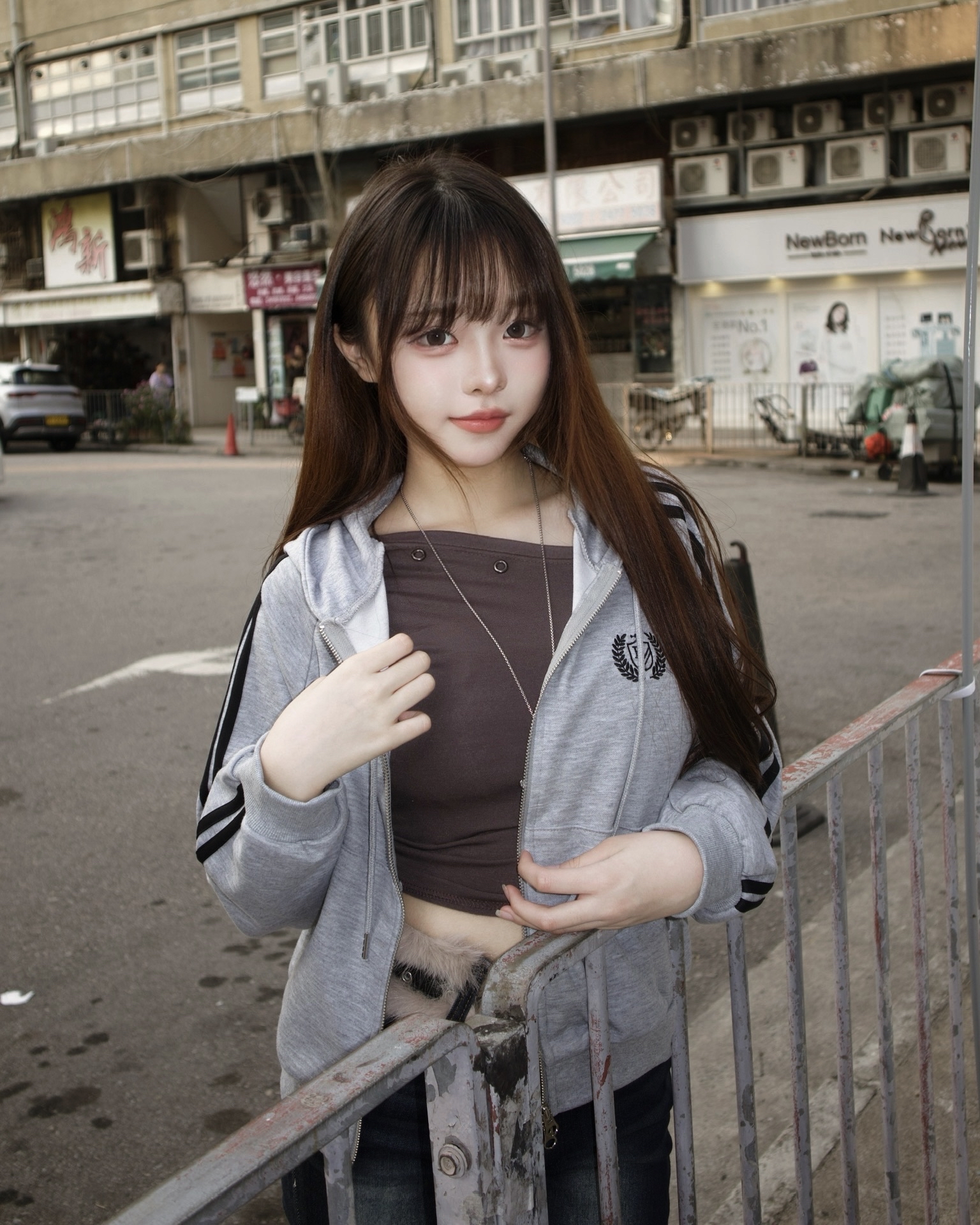 韓國襟章sporty拉鍊jacket