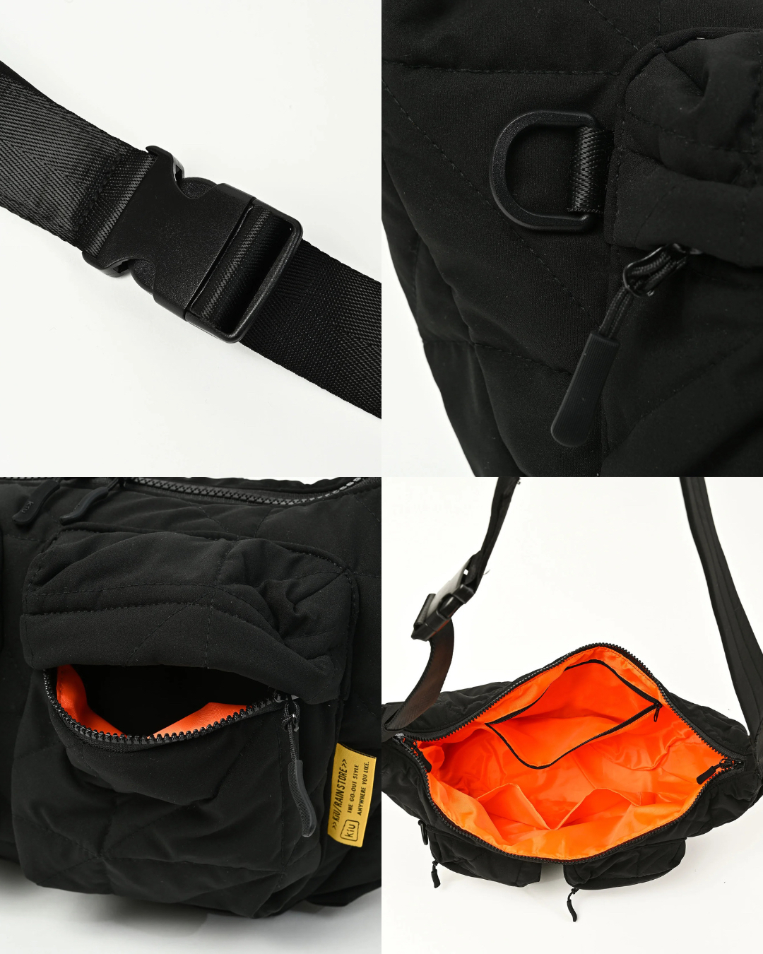 日本代購【 2026新商品 日本直送 KIU 方形夾棉雙口袋 斜孭袋 Square Padded Double Pocket Shoulder Bag 】