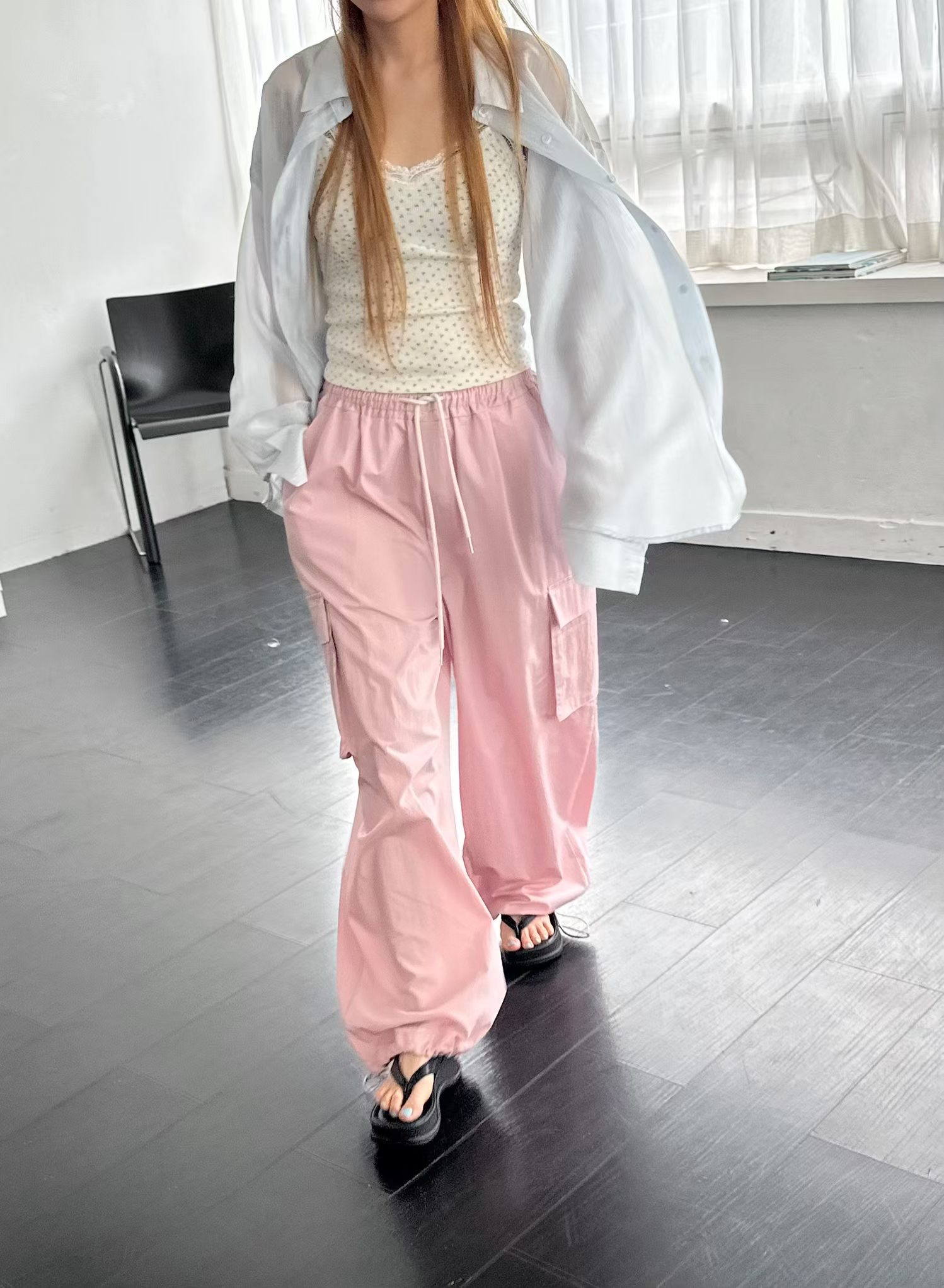 221372 暗直紋薄長恤