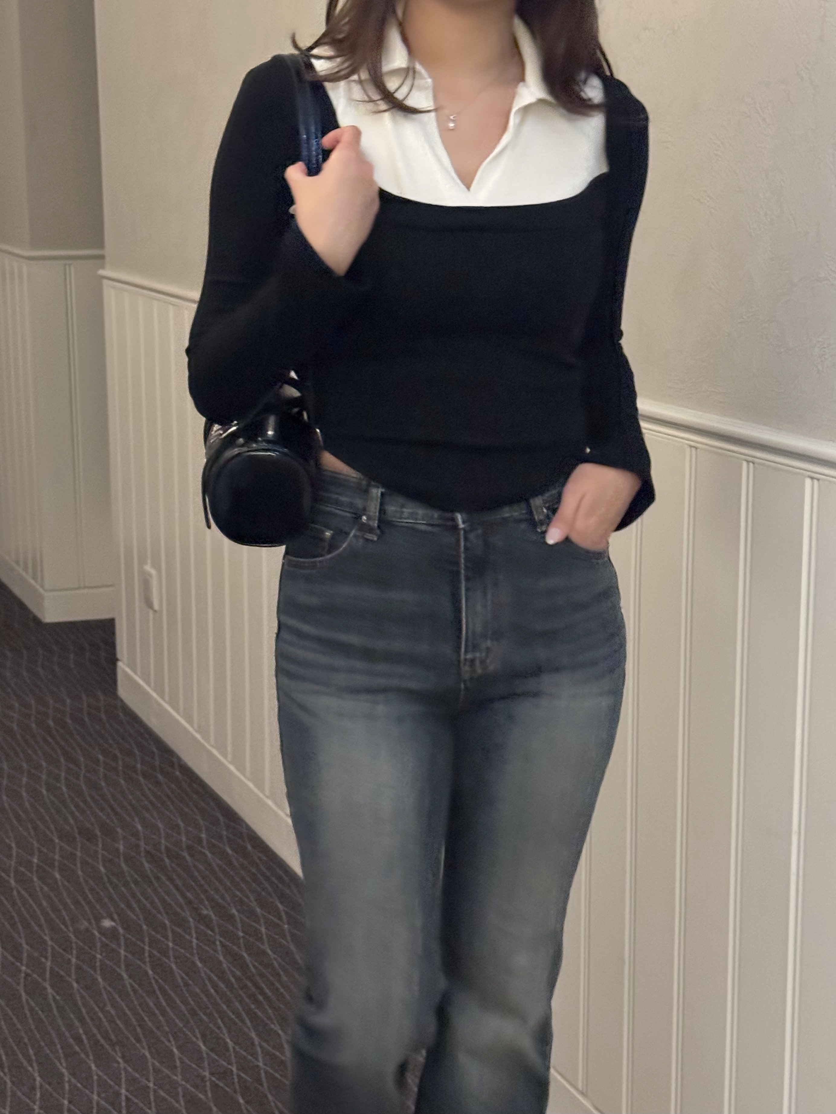 歐美幼坑紋假兩件長袖上衣(三色入)