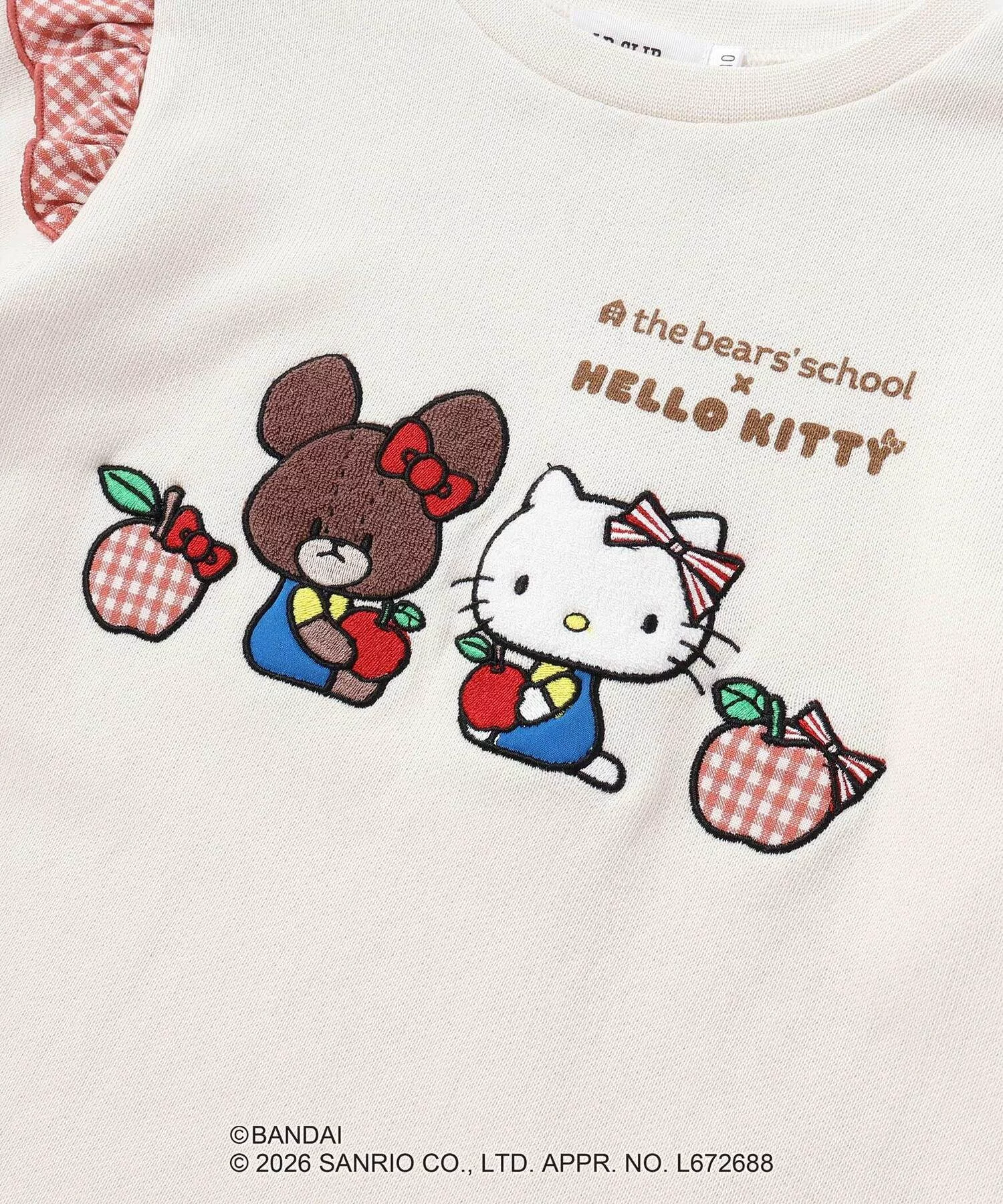 🆕【⭐訂購⭐】🌀 🇯🇵 日本直送 #Kitty x #theBearsSchool 絨毛貼布 格紋荷葉邊 抓絨衛衣［2款選］🌀 [ELJA-0031][261103]