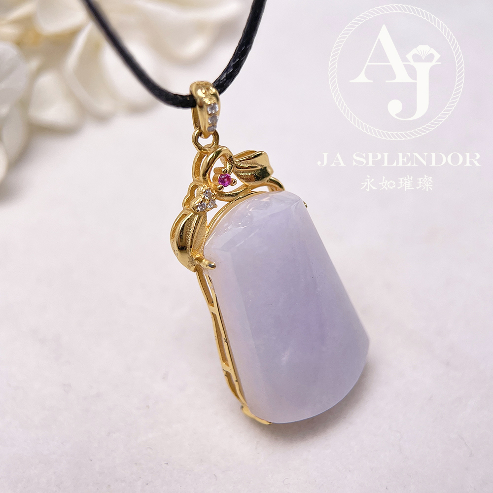 JNS-52 天然翡翠A 冰潤紫羅蘭平安無事牌