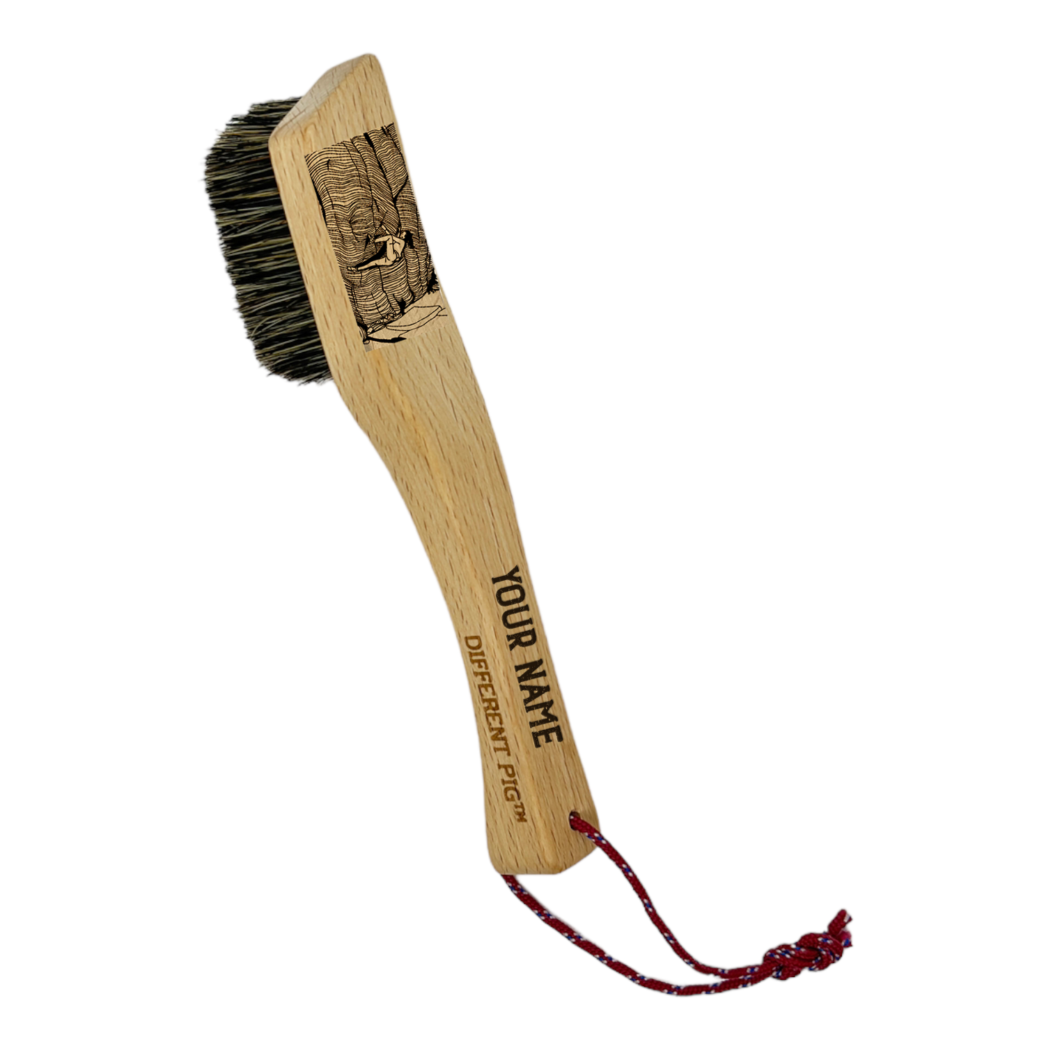 【來圖訂製】𝗗𝗜𝗙𝗙𝗘𝗥𝗘𝗡𝗧 𝗣𝗜𝗚™ OG brush with paracord fully customised by you 刻圖大豬攀岩掃