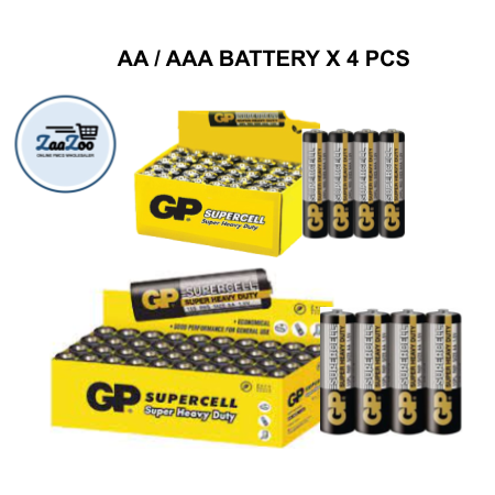 GP BATTERY SUPERCELL SUPER HEAVY DUTY AA / AAA x 4 Pieces