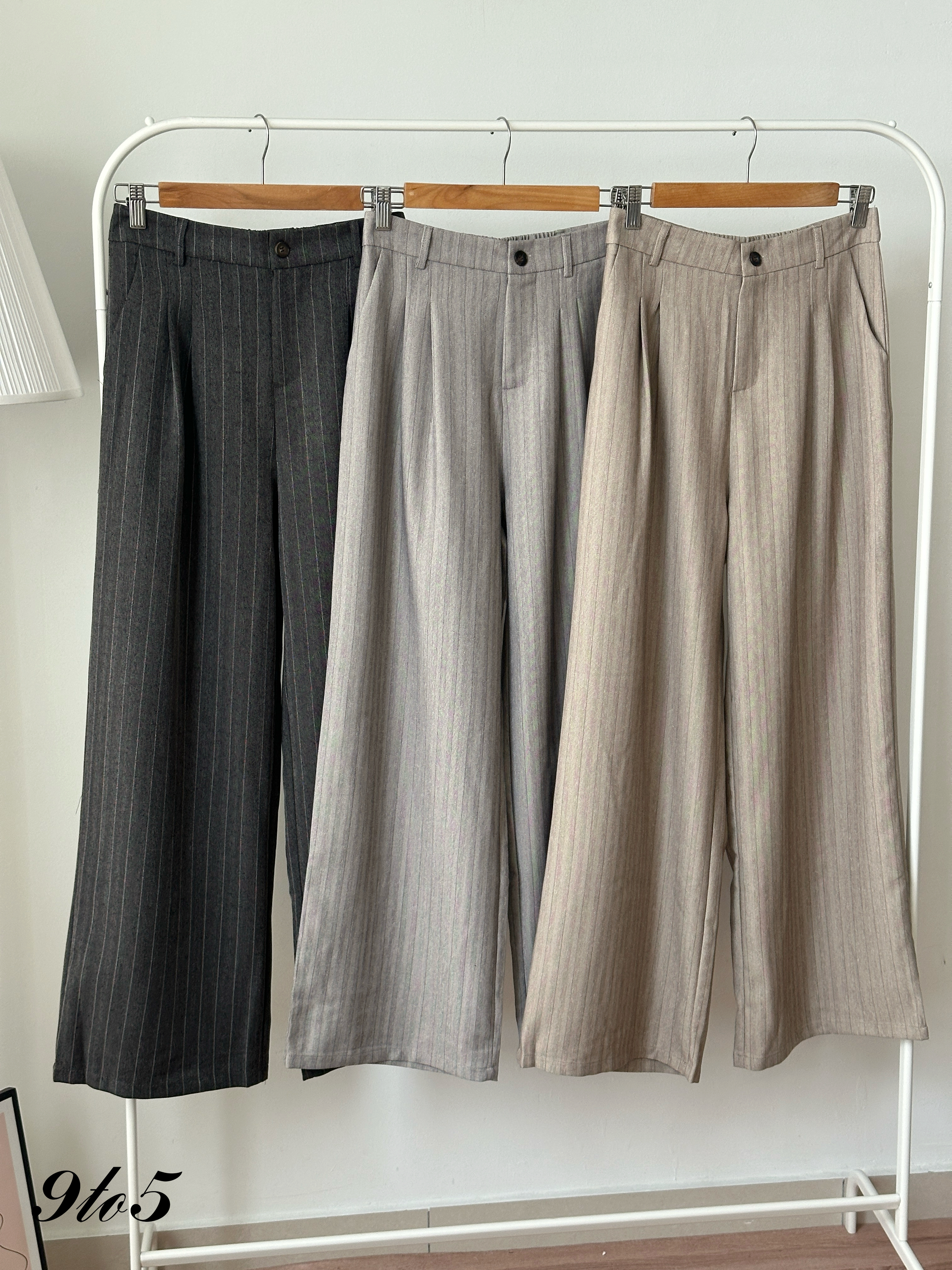 S2008 Striped Wide Leg Long Pants - 3 Colors 