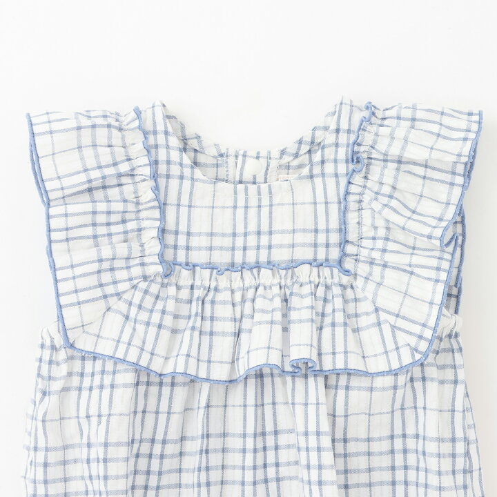 🇯🇵預訂 日本直送🇯🇵Petit Main兩色荷葉邊格紋短袖包屁衣