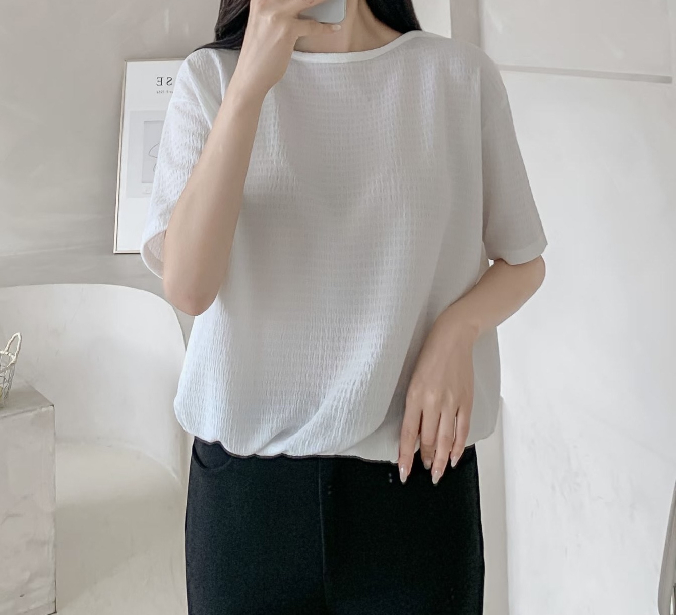 Made in Korea 🇰🇷簡約暗紋top