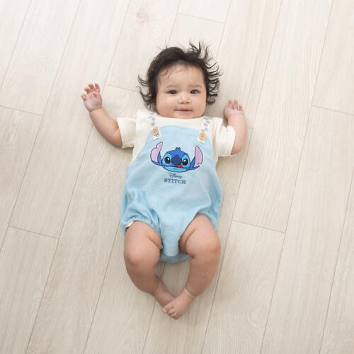 🇯🇵預訂 日本直送🇯🇵史迪仔刺繡貼花吊帶短袖包屁衣