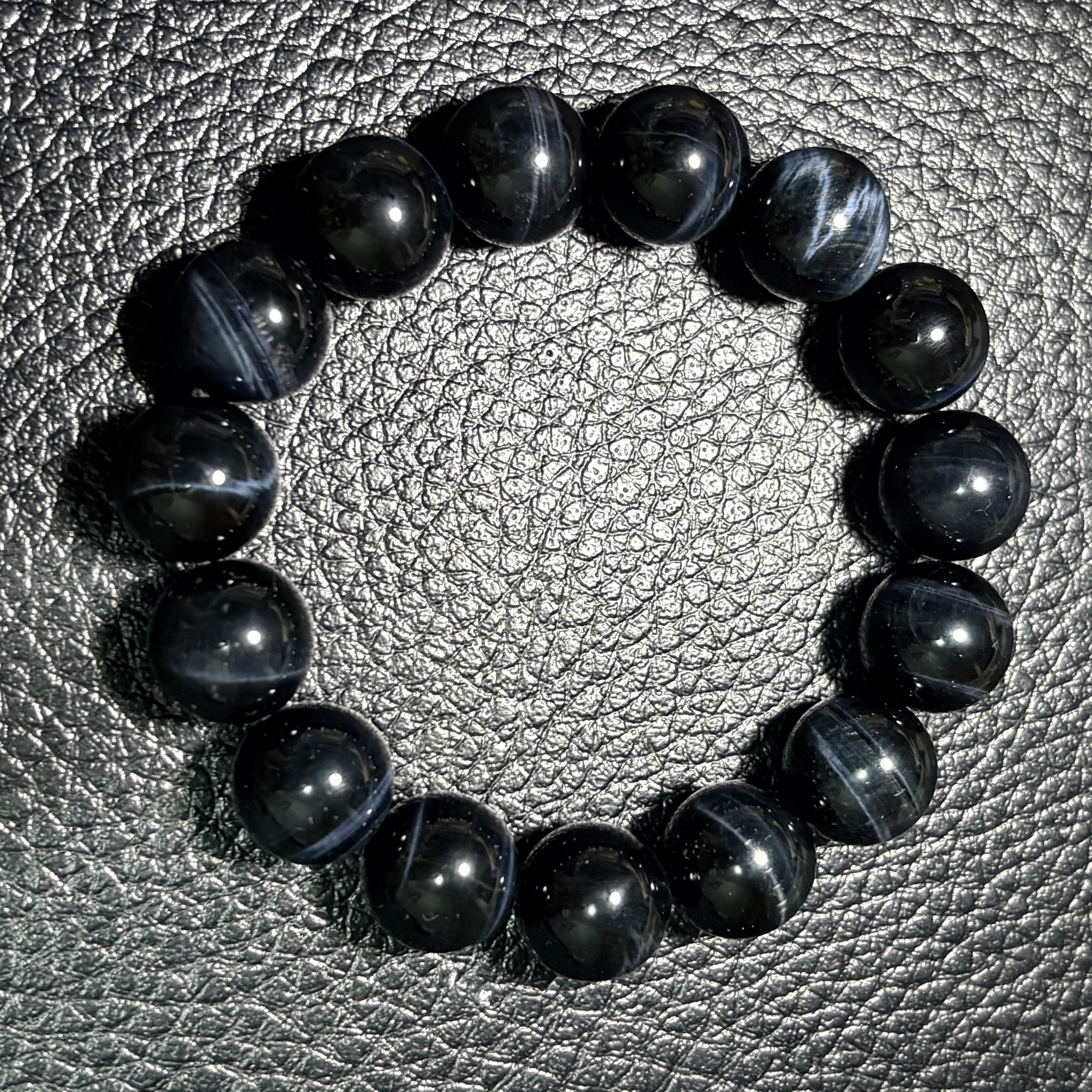14.5 mm藍虎眼石手串No. 3570 ｜規格：14.5 mm珠17cm手圍