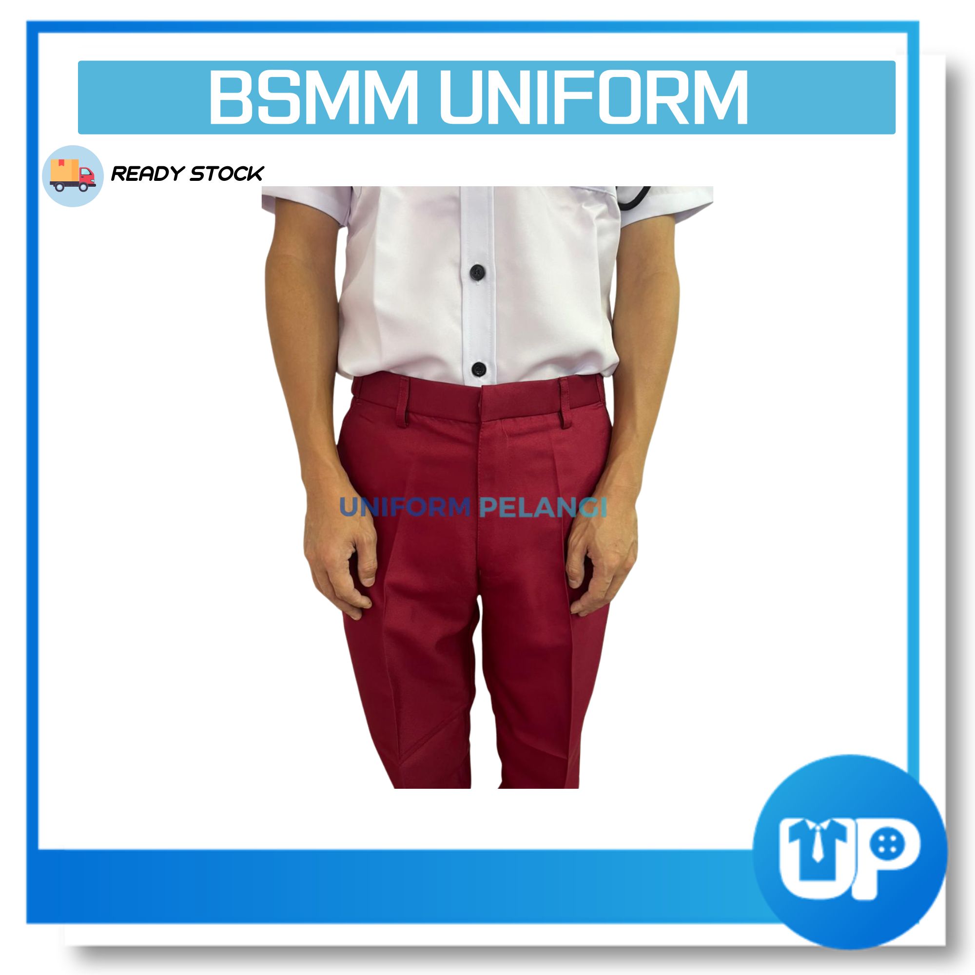 BSMM Kemeja Lengan Pendek Uniform PBSM Lengan Pendek Kemeja Bulat Sabit Merah Sek Rendah & Menengah