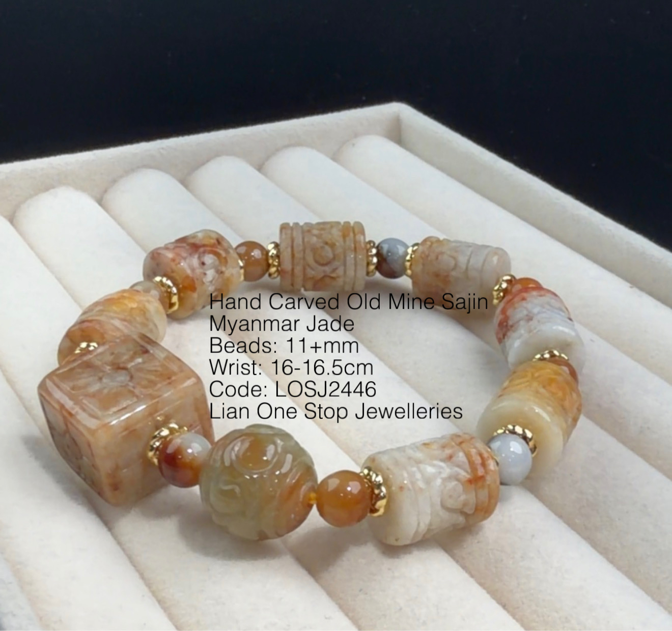 Code: LOSJ2446 Hand Carved Old Mine Sajin Myanmar Jade 