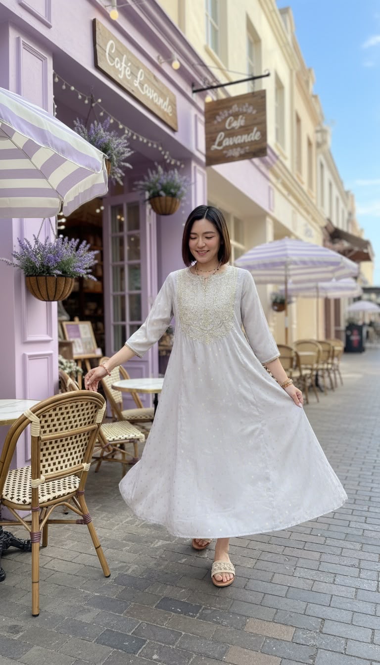 2518 Light Lavender A-Line Golden Emb. OP