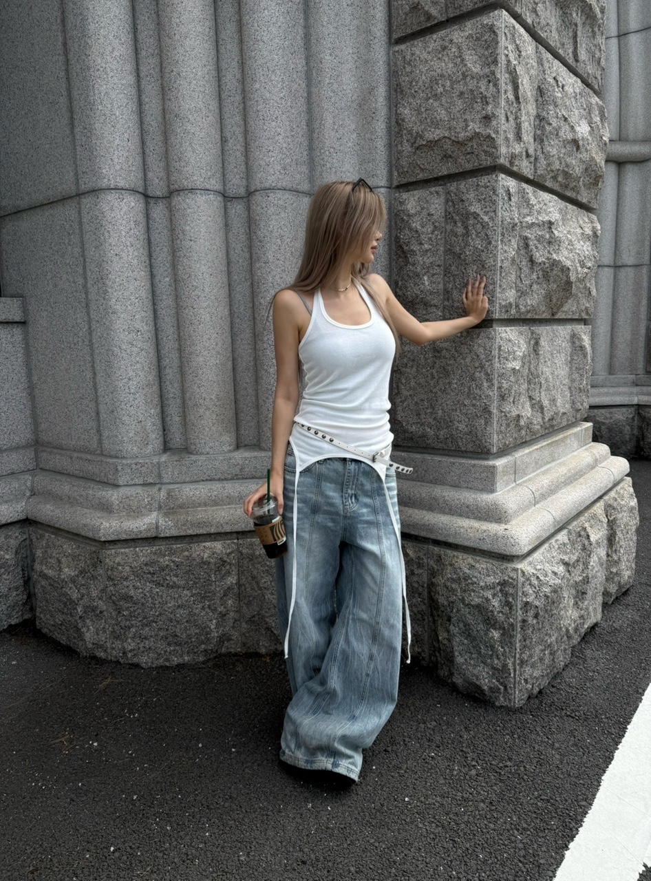 Asymmetric Halter Tank Top