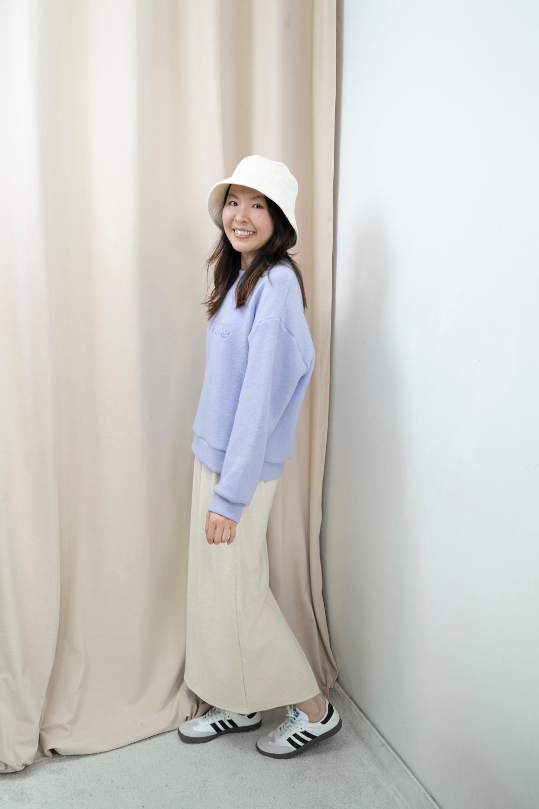 可機洗免燙軟糯文字上衣（淡紫色）