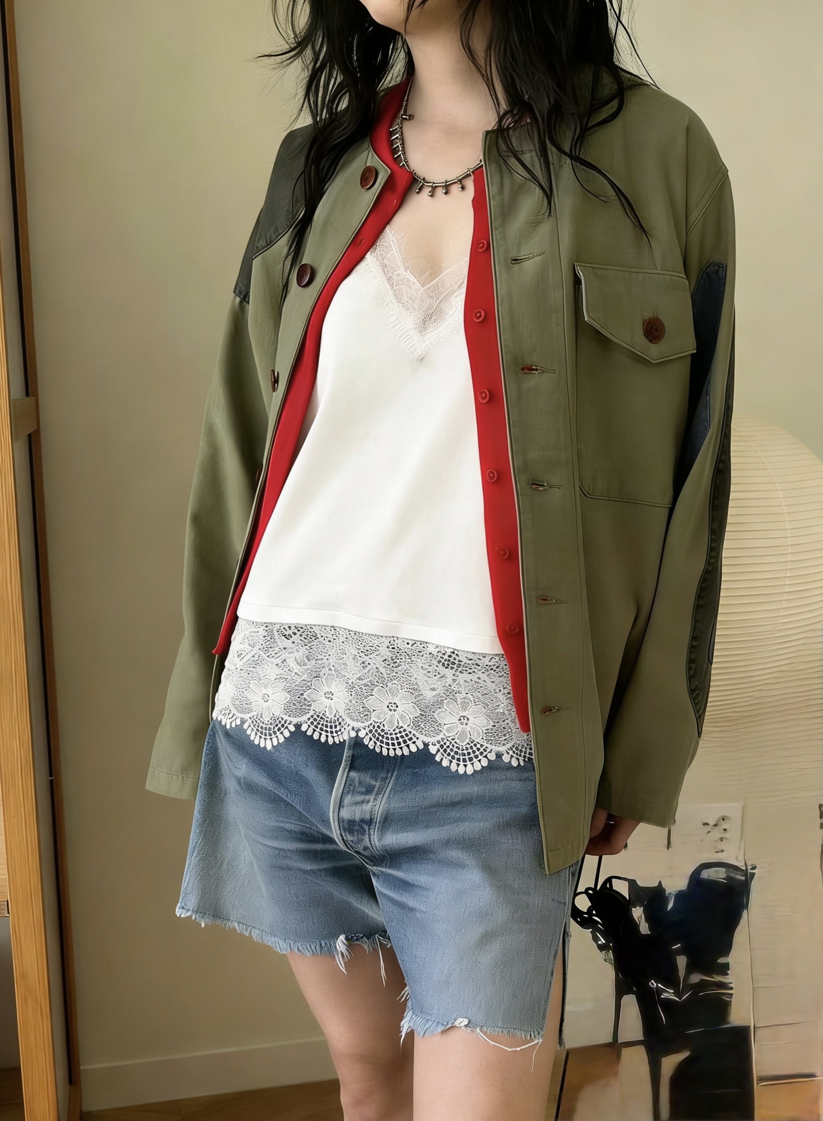 V 領Lace 通花腳背心