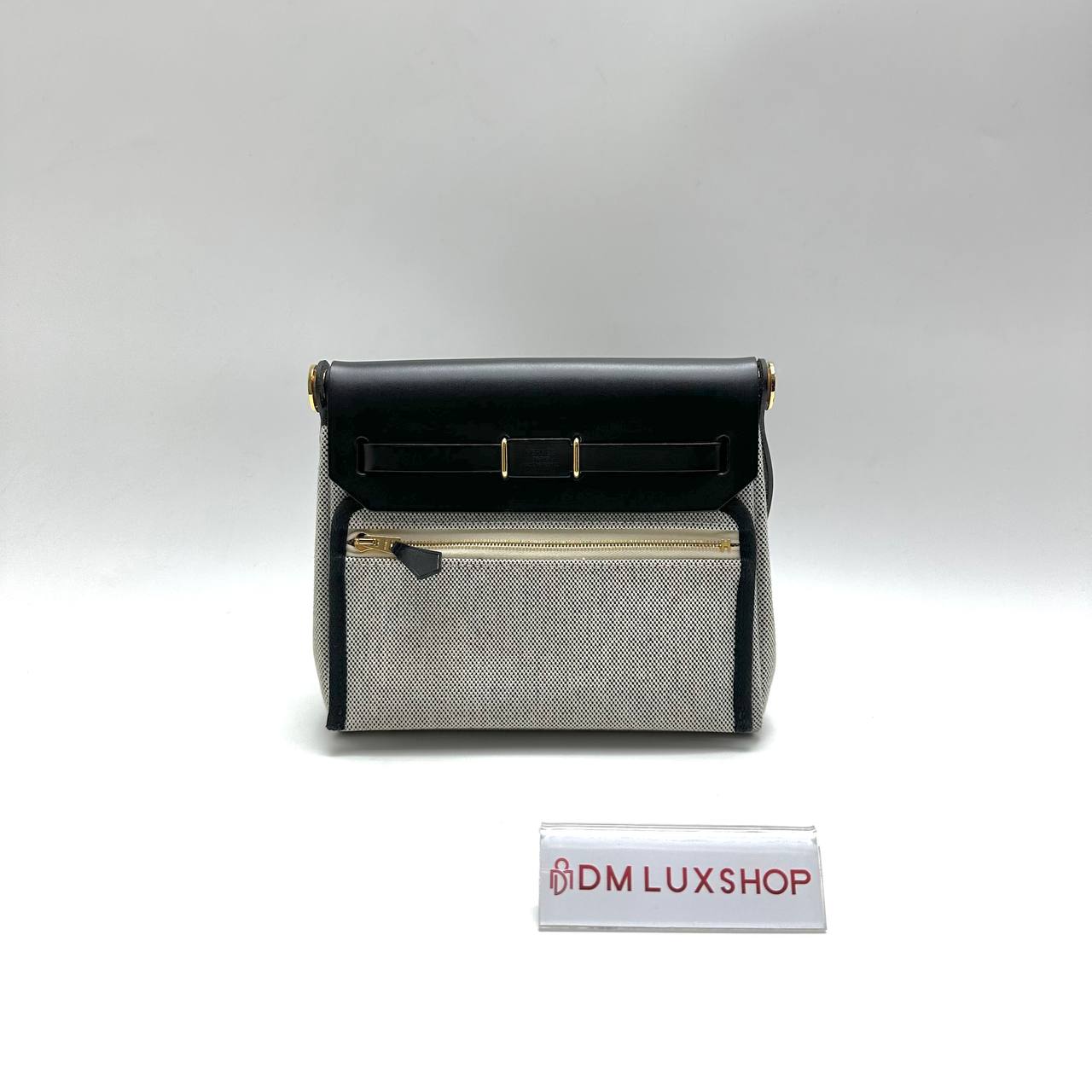 Hermes Canvas Black Mini Herbag 20 GHW (Stamp W, Y: 2024)