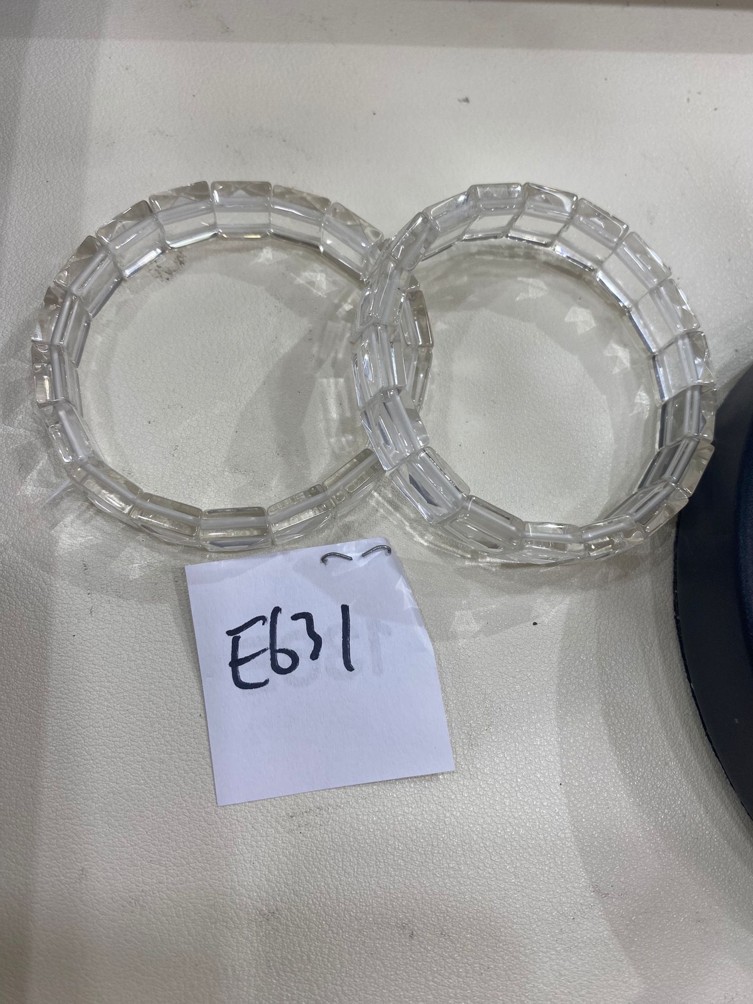 E631 鑽切面白水晶手排10mm 