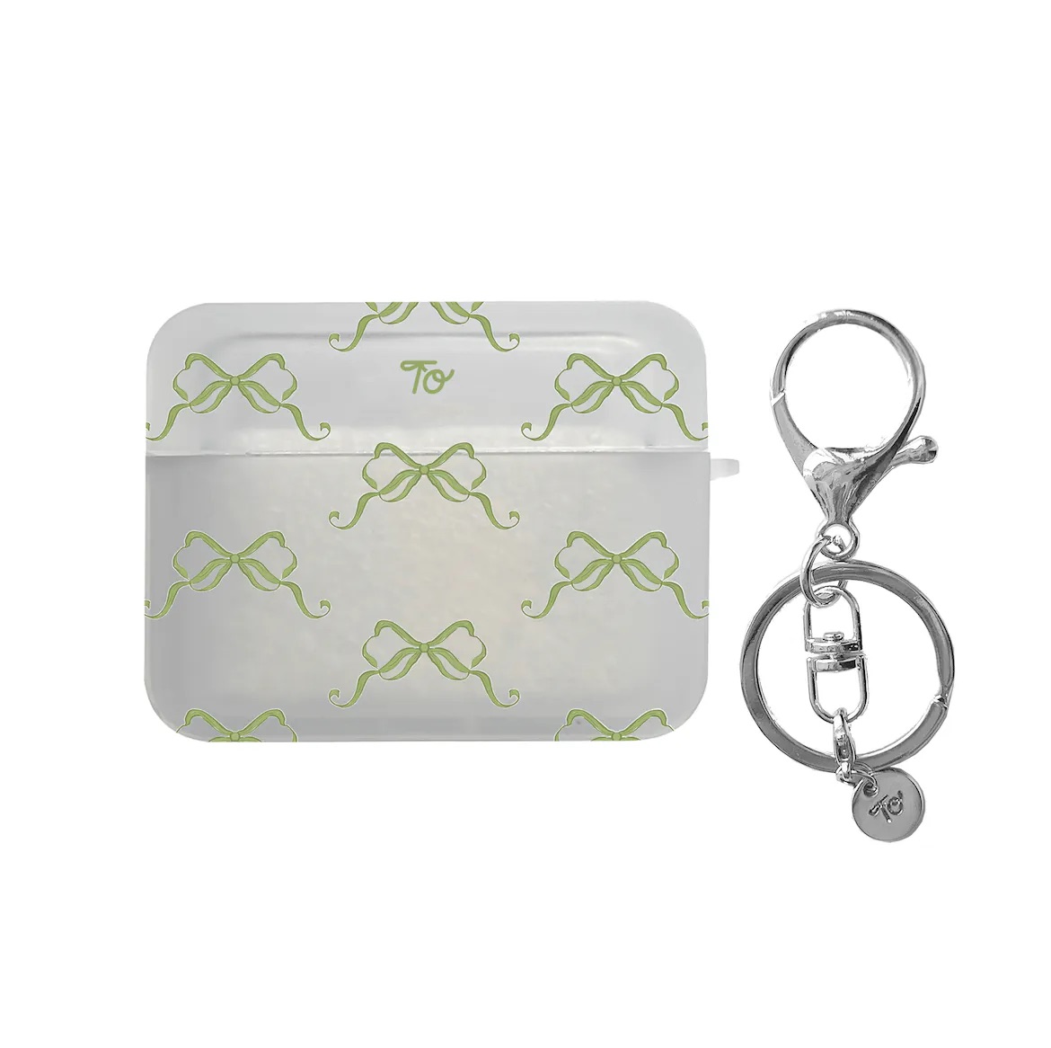 【Olive Green Ribbons in Full Printing】磨砂半透明方盒AirPods Case