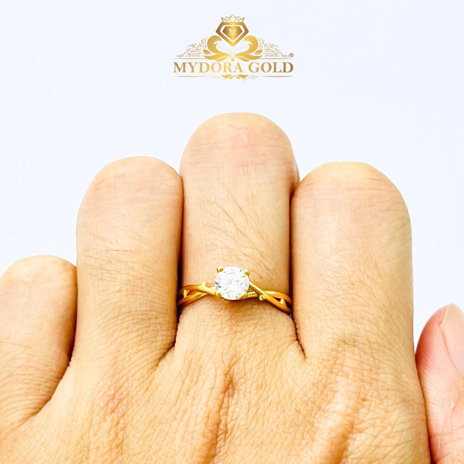 MYDORA Emas 916 Cincin Batu CZ Classy Twist l EMAS 916/22K