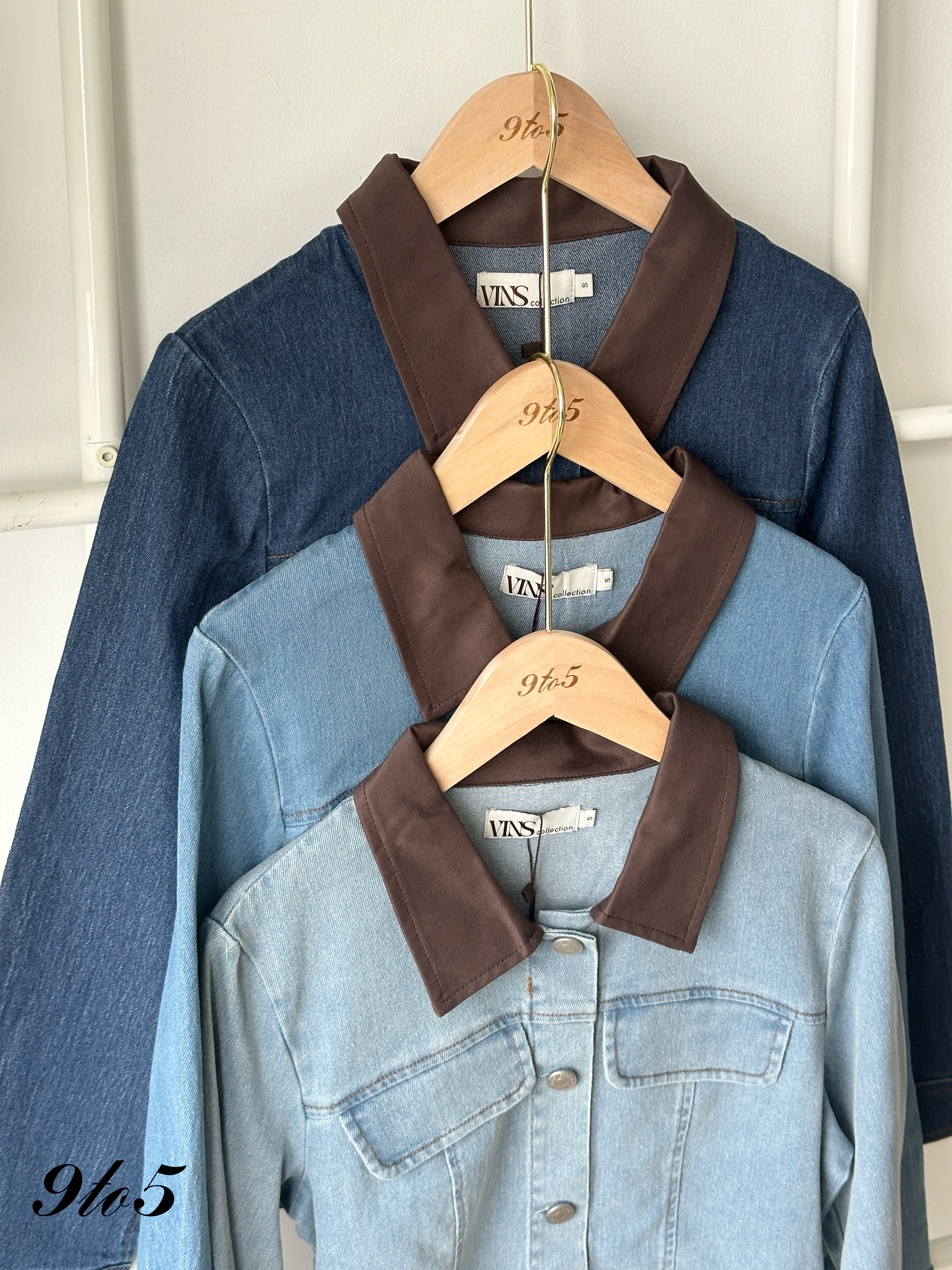 T4218 Brown Collar Denim Jacket - 3 Colors 