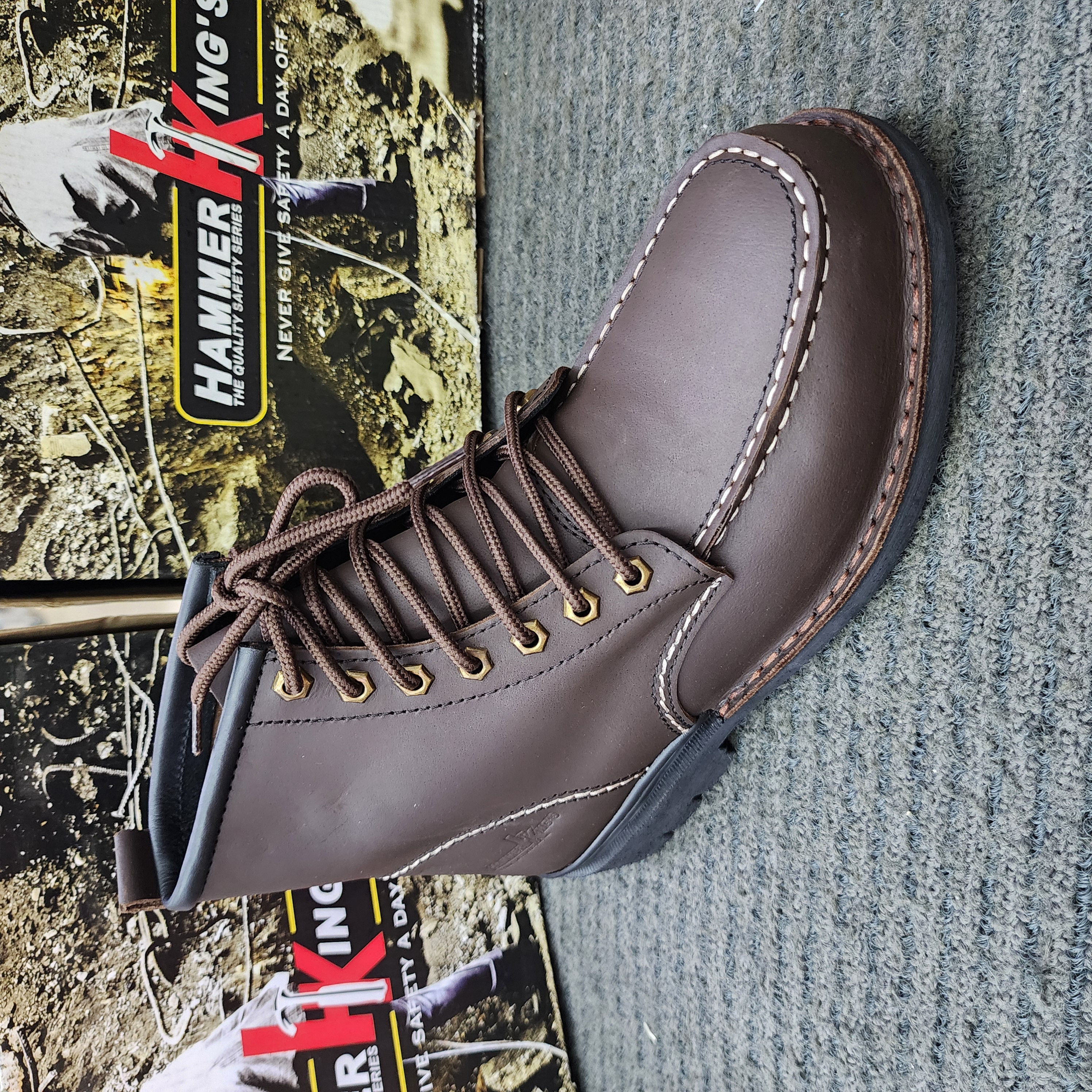 Hammer King 13007 Safety Shoes Boots Steel Toe Cap Steel Mid Plate Mid Cut Lace Up Premium Quality Genuine Leather SIRIM and DOSH Approved Kasut Keselamatan