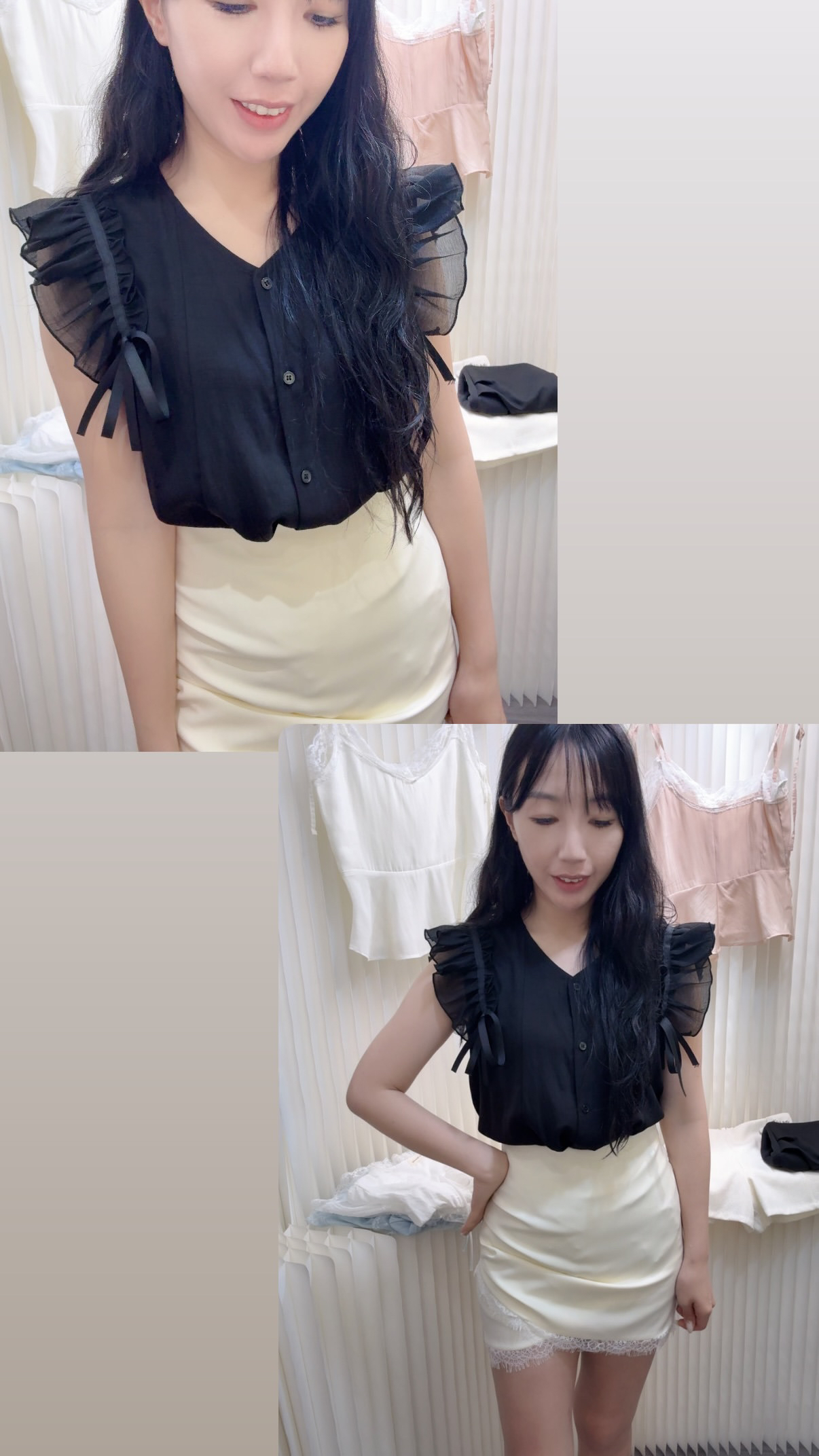 Ruffle袖麻質Top